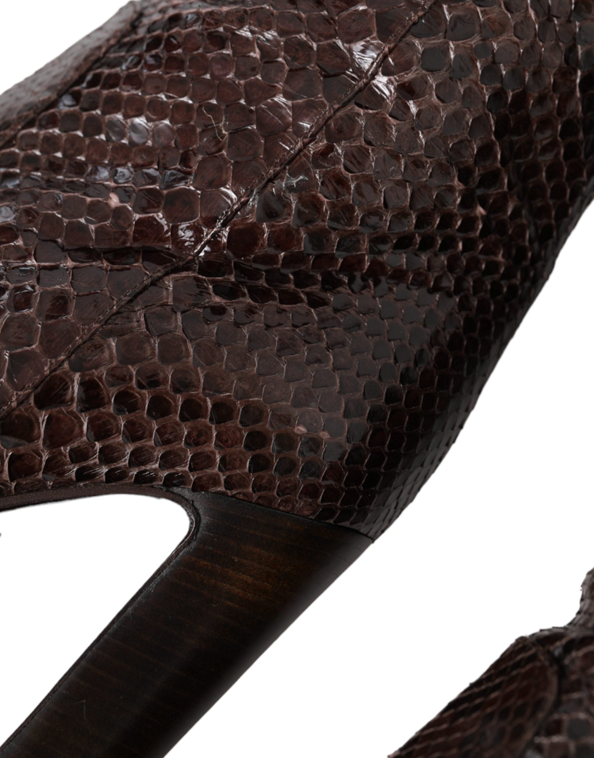 Dolce & Gabbana Brown Exotic Leather Heels High Boots Shoes-8
