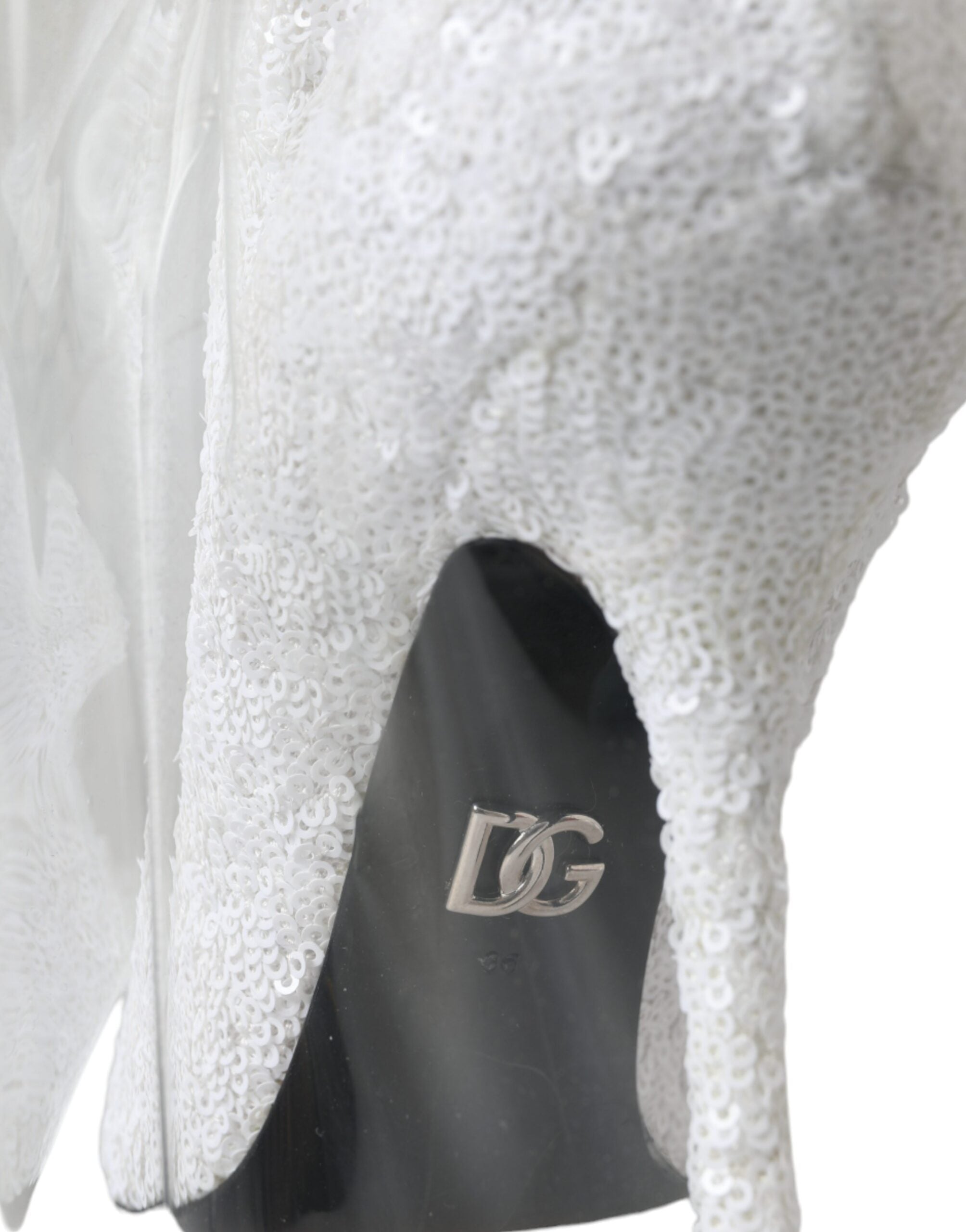 Dolce & Gabbana White Heels Stiletto Knee-High Boots Shoes-7