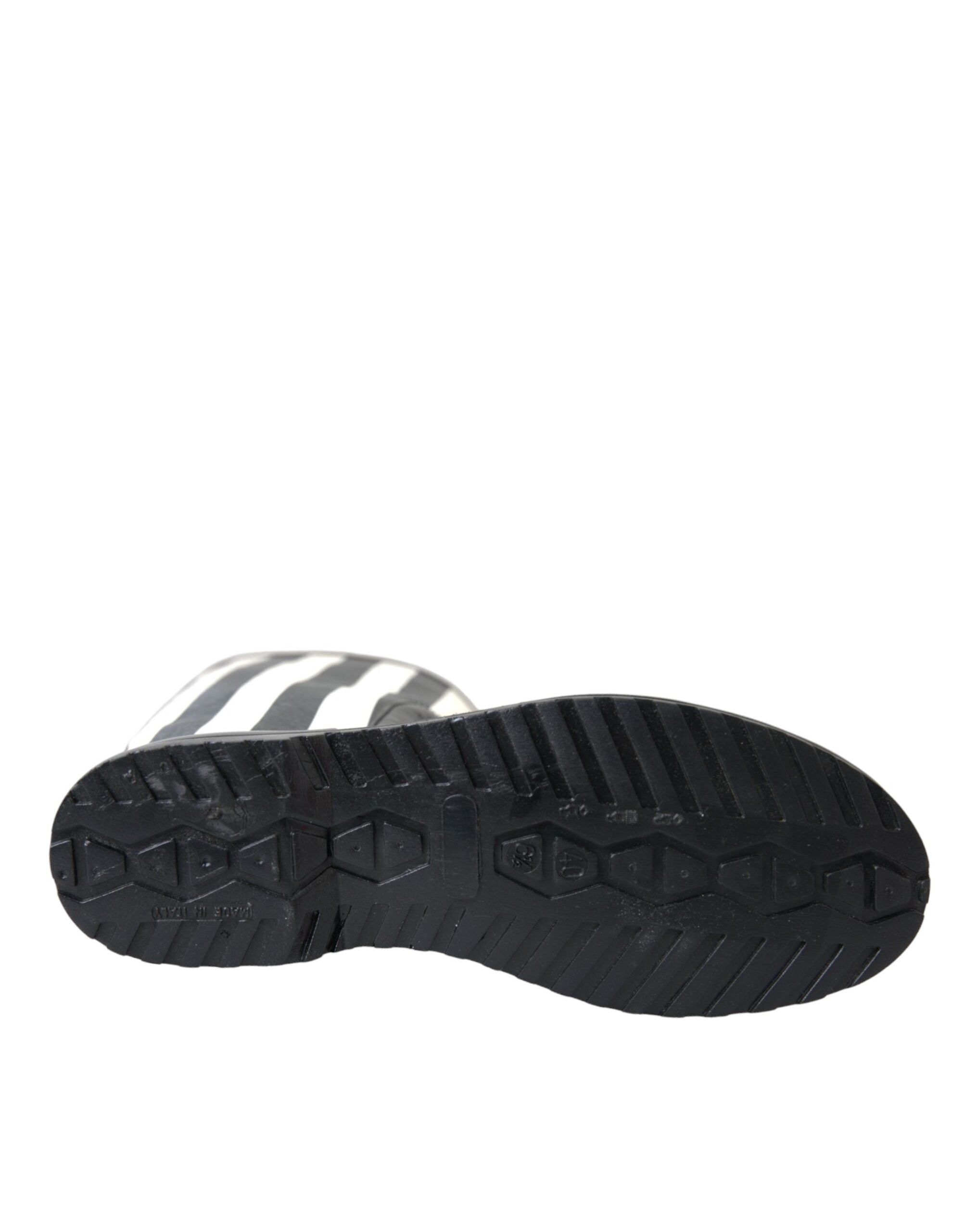 Dolce & Gabbana Black Knee-High Flat Rubber Boots Shoes-6