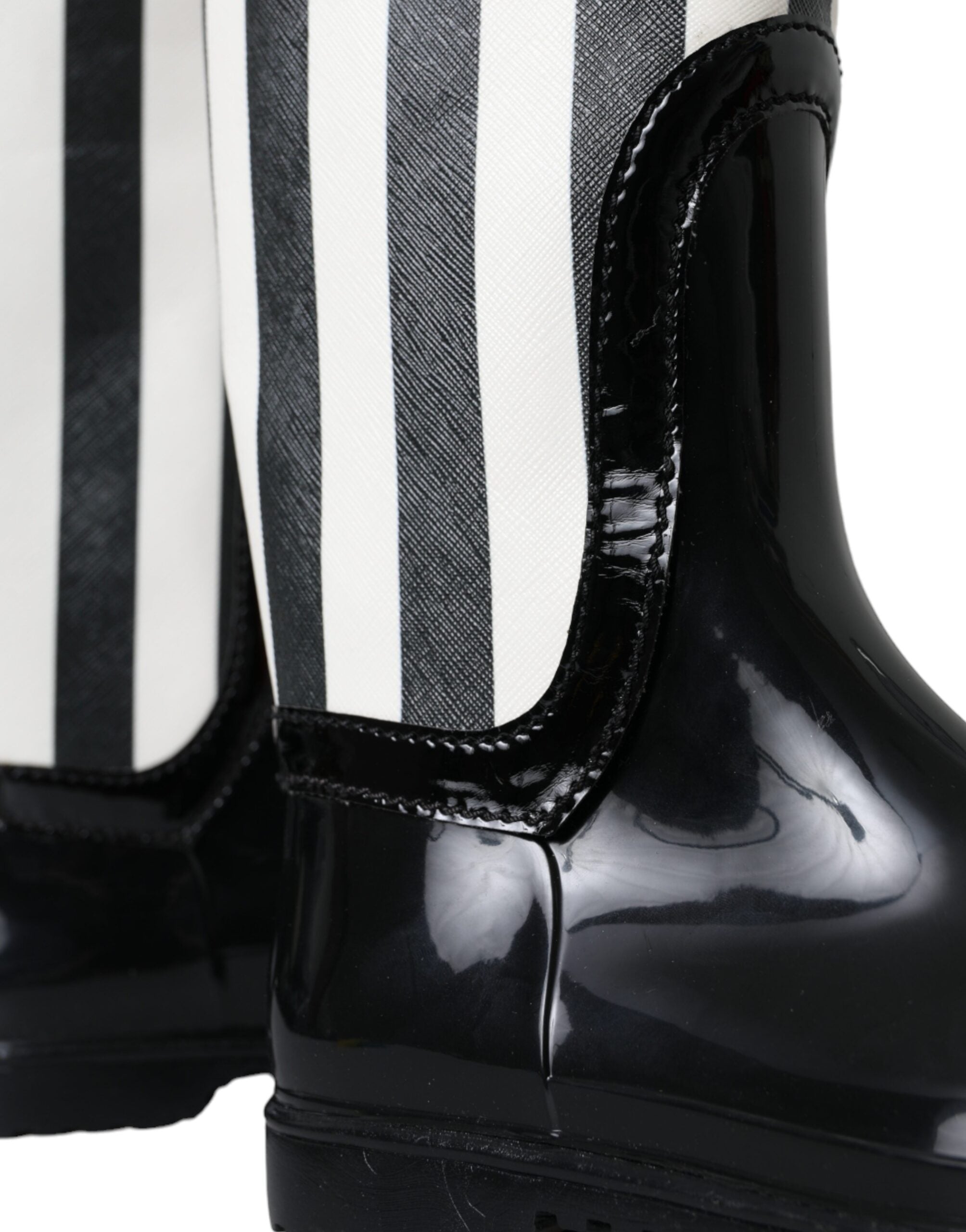 Dolce & Gabbana Black Knee-High Flat Rubber Boots Shoes-7