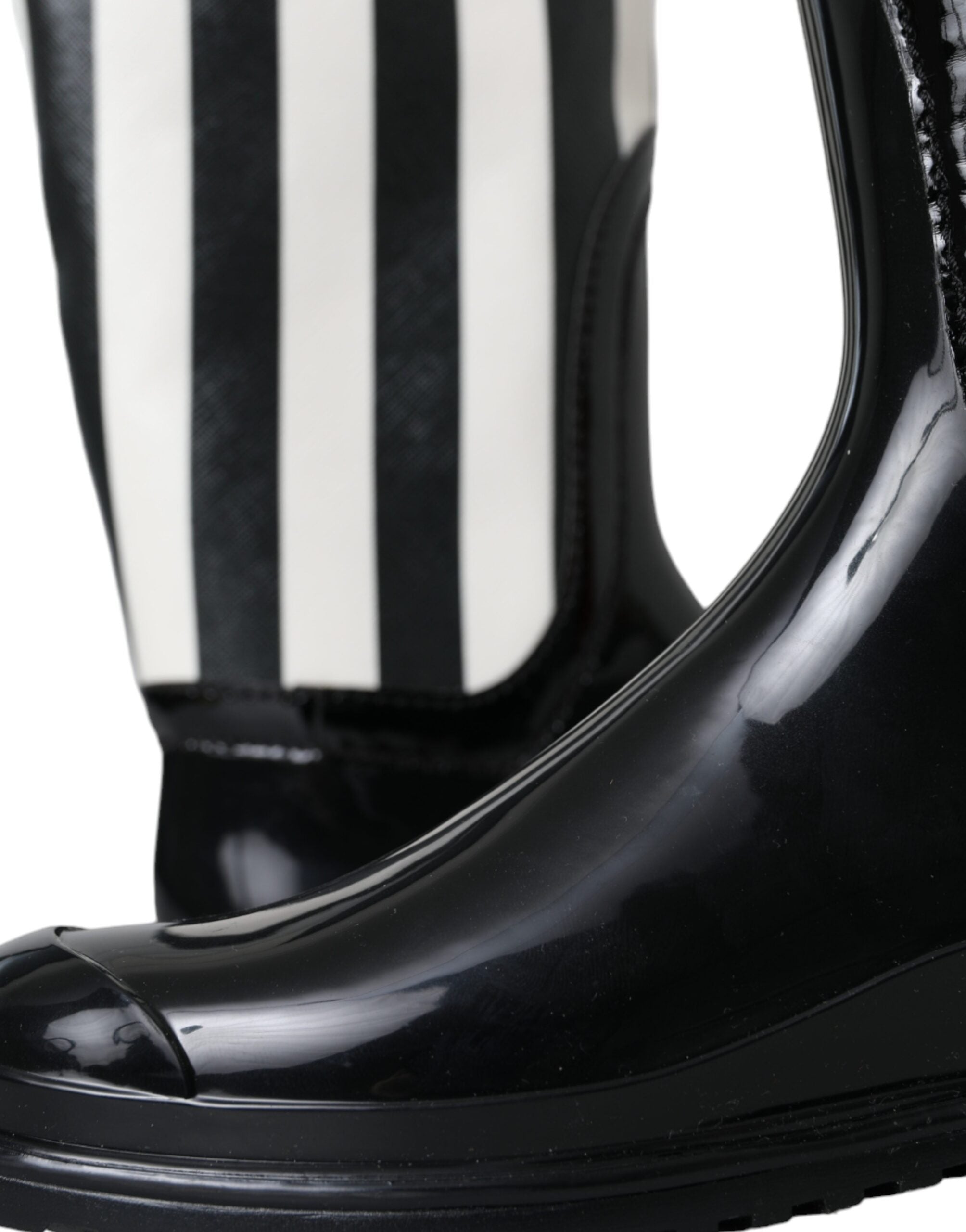 Dolce & Gabbana Black Knee-High Flat Rubber Boots Shoes-8