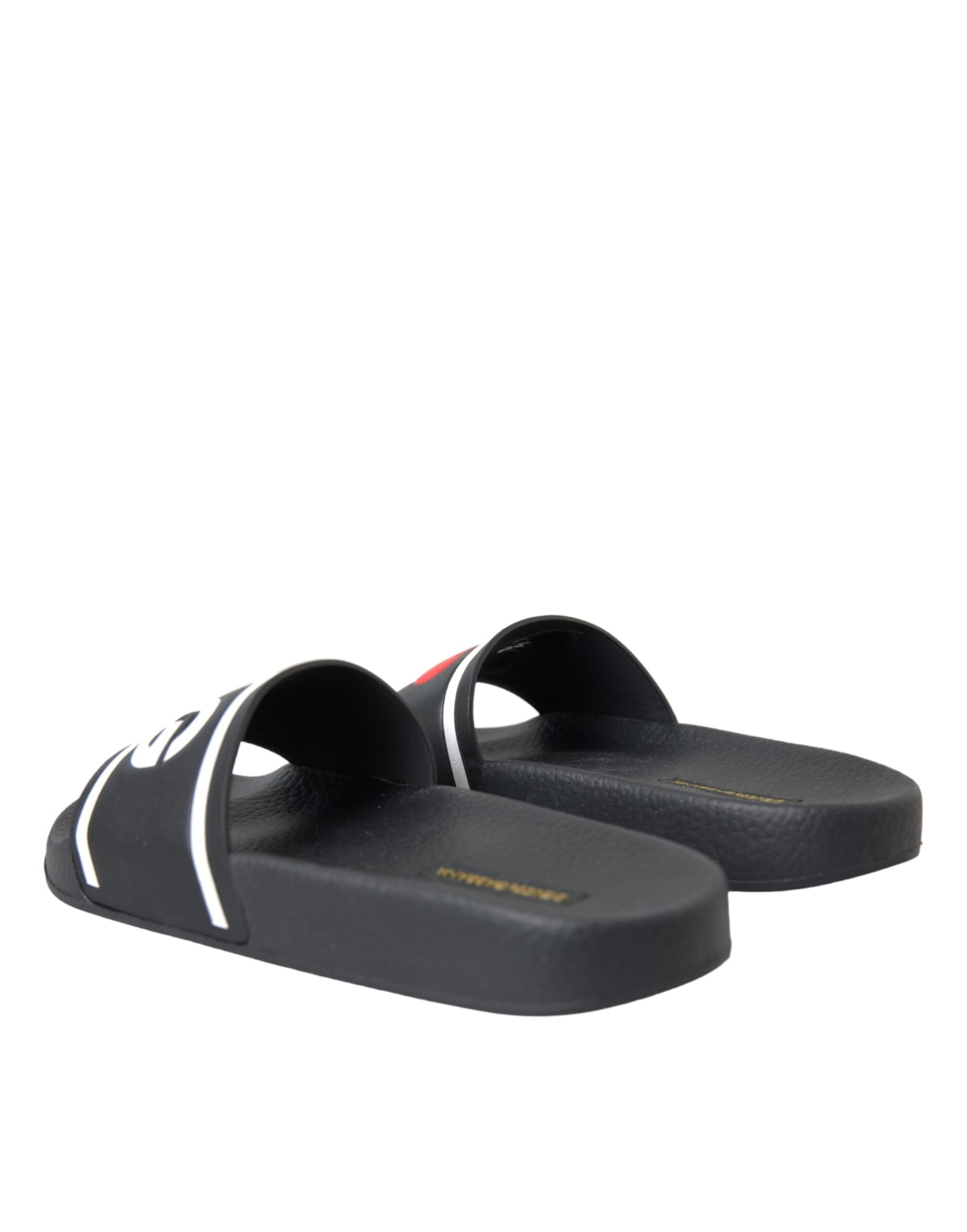 Sandalias Dolce & Gabbana de cuero negro con la frase "I Love D&G"-4