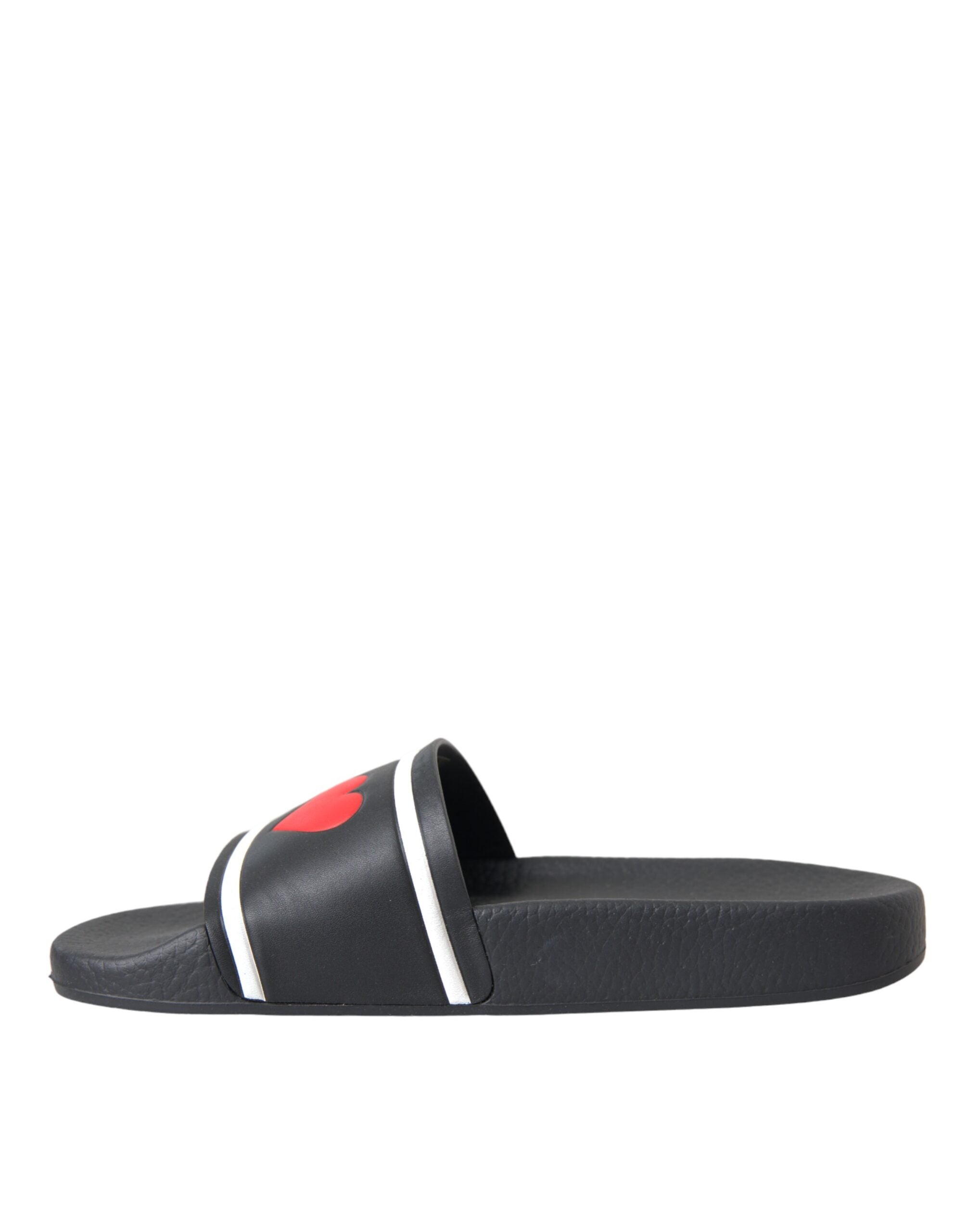 Sandalias Dolce & Gabbana de cuero negro con la frase "I Love D&G"-5