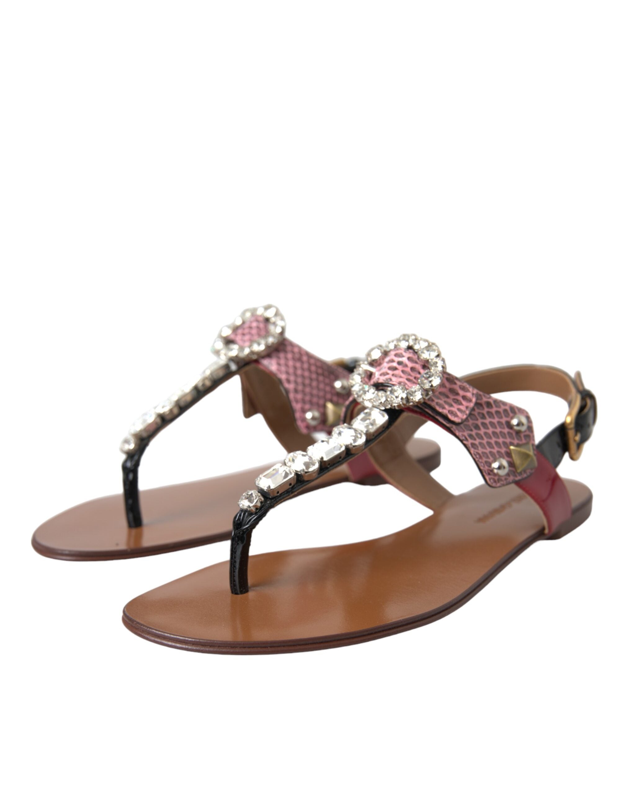 Dolce & Gabbana Multicolor Kristall Sandalen Flip Flops Schuhe-3