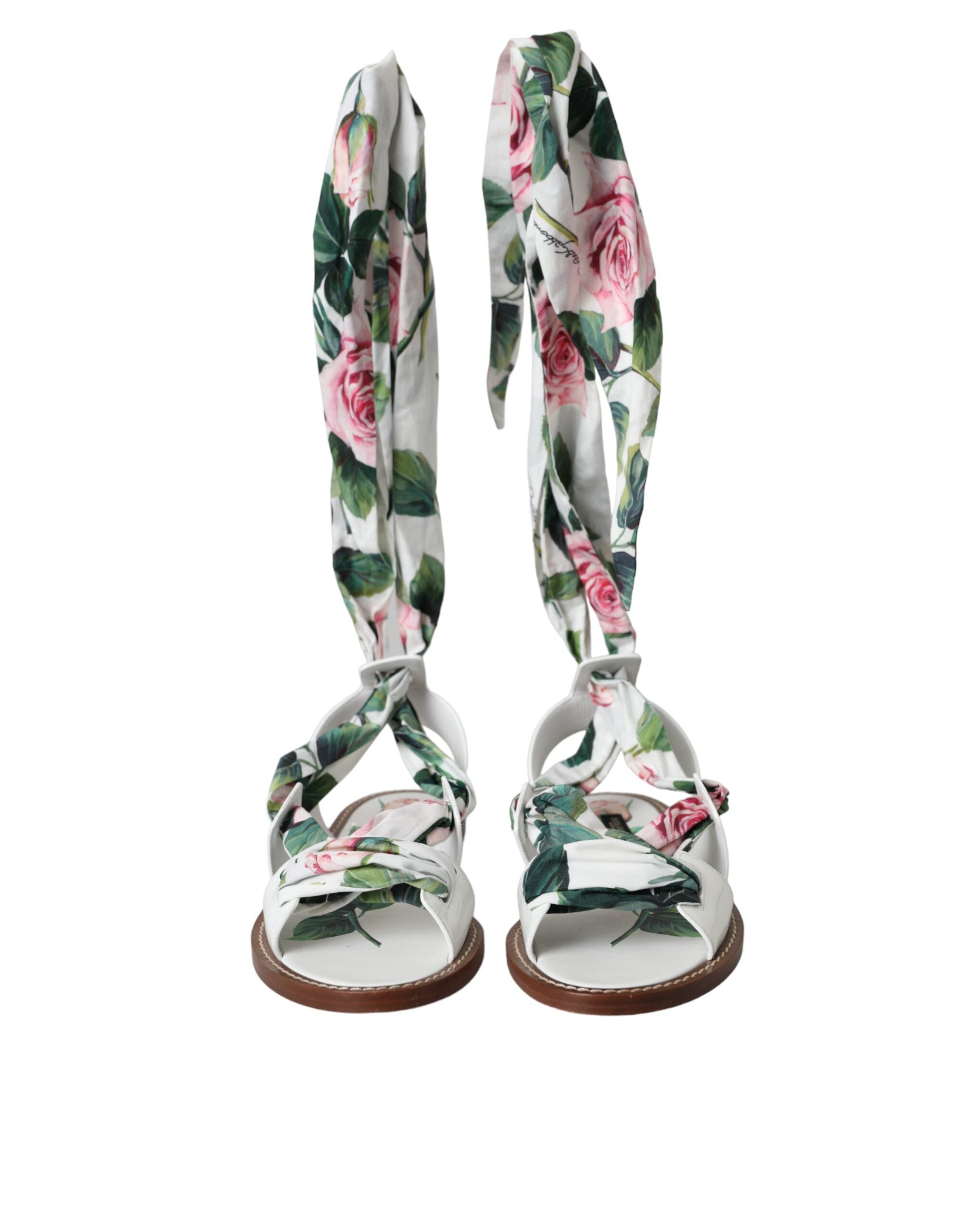 Dolce & Gabbana Multicolor Floral Print Ankle Wrap Sandalen Schuhe-2