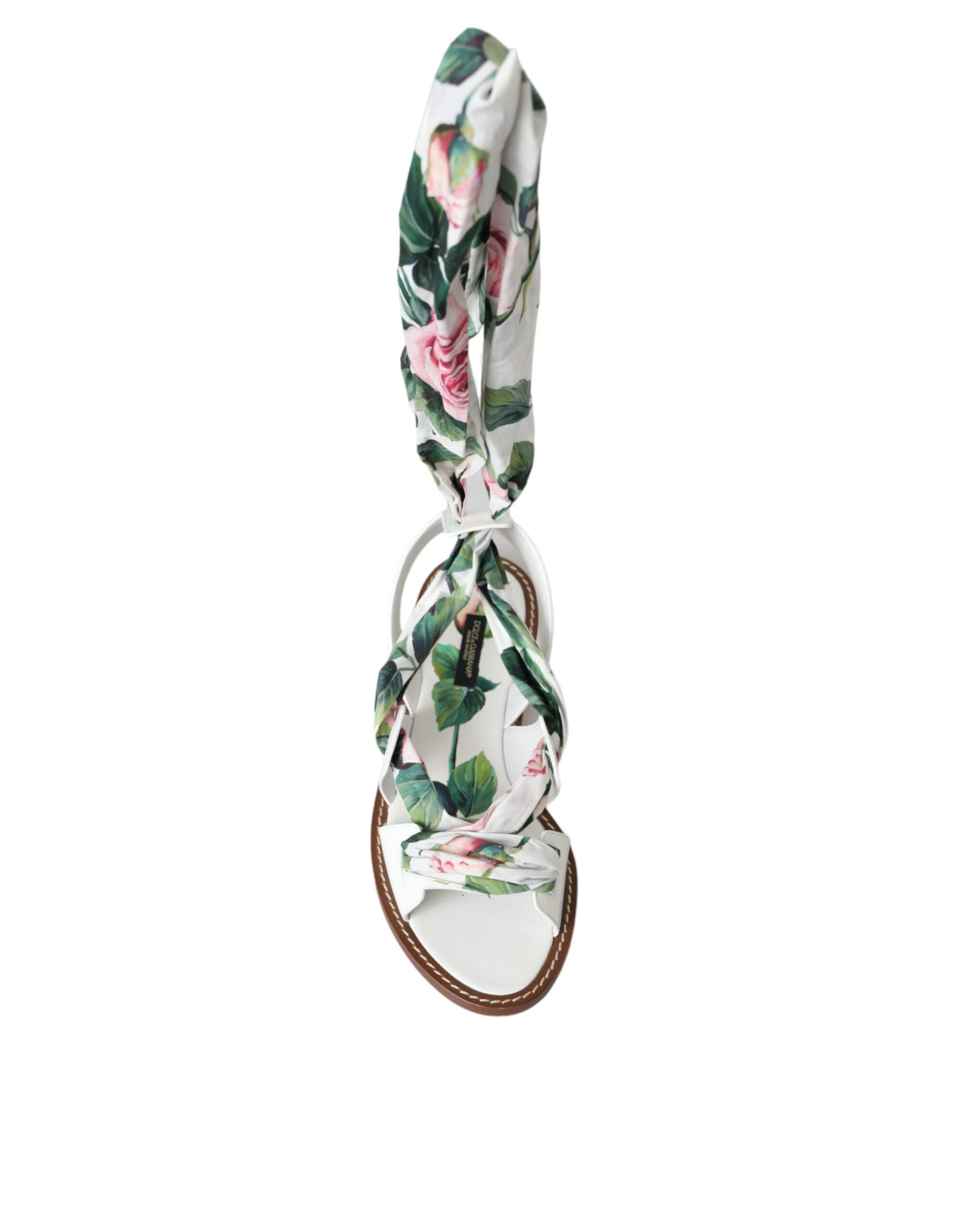 Dolce & Gabbana Multicolor Floral Print Ankle Wrap Sandalen Schuhe-6