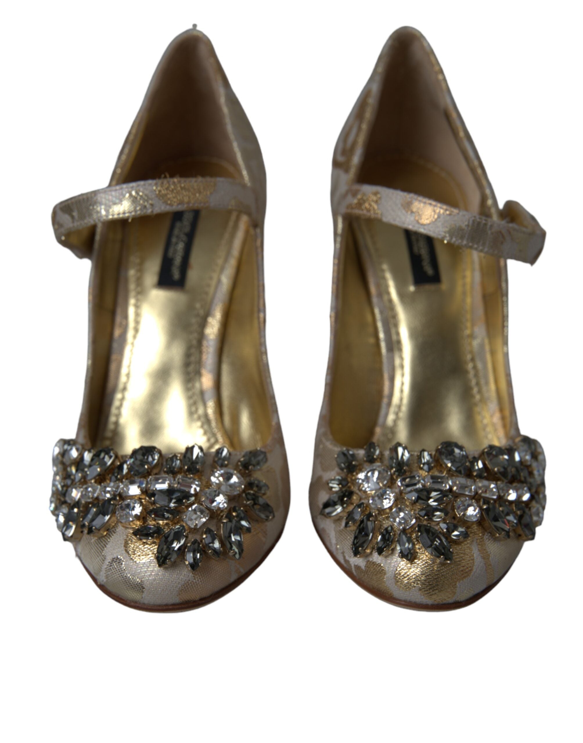 Zapatos Mary Jane de Dolce & Gabbana con cristales y jacquard dorado-2