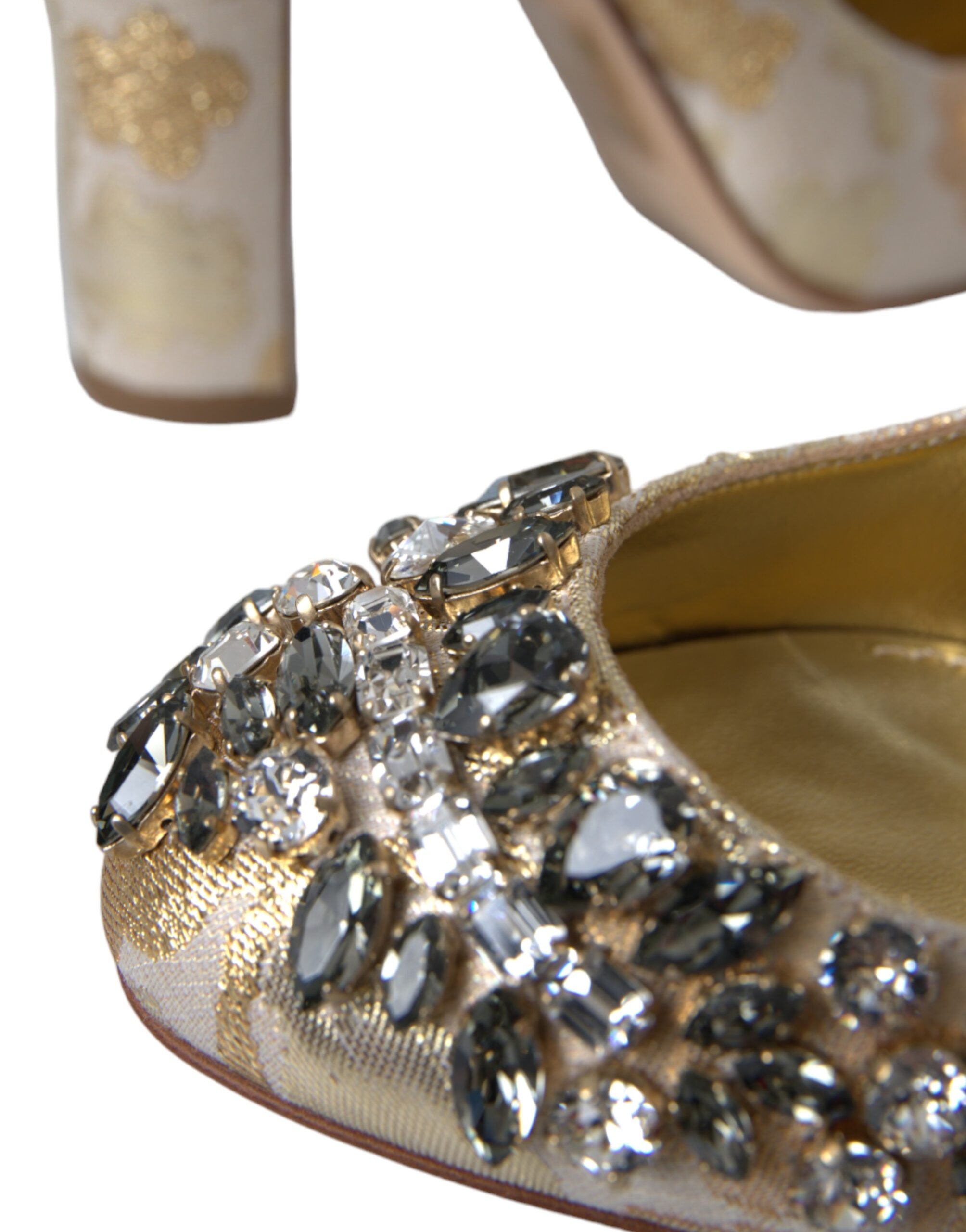 Zapatos Mary Jane de Dolce & Gabbana con cristales y jacquard dorado-7