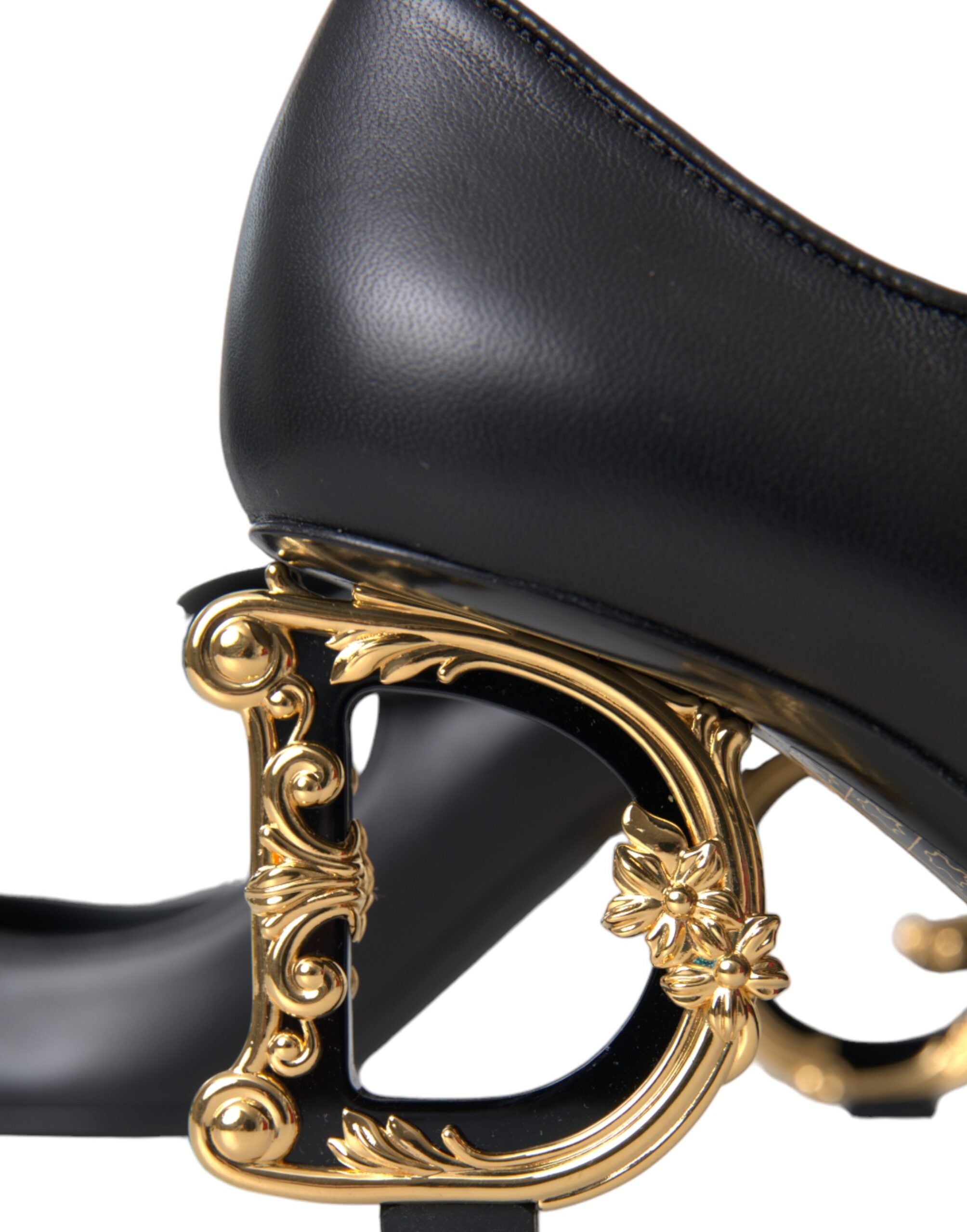 Dolce & Gabbana Black Leather Logo Heels Mary Janes Pumps Shoes-5