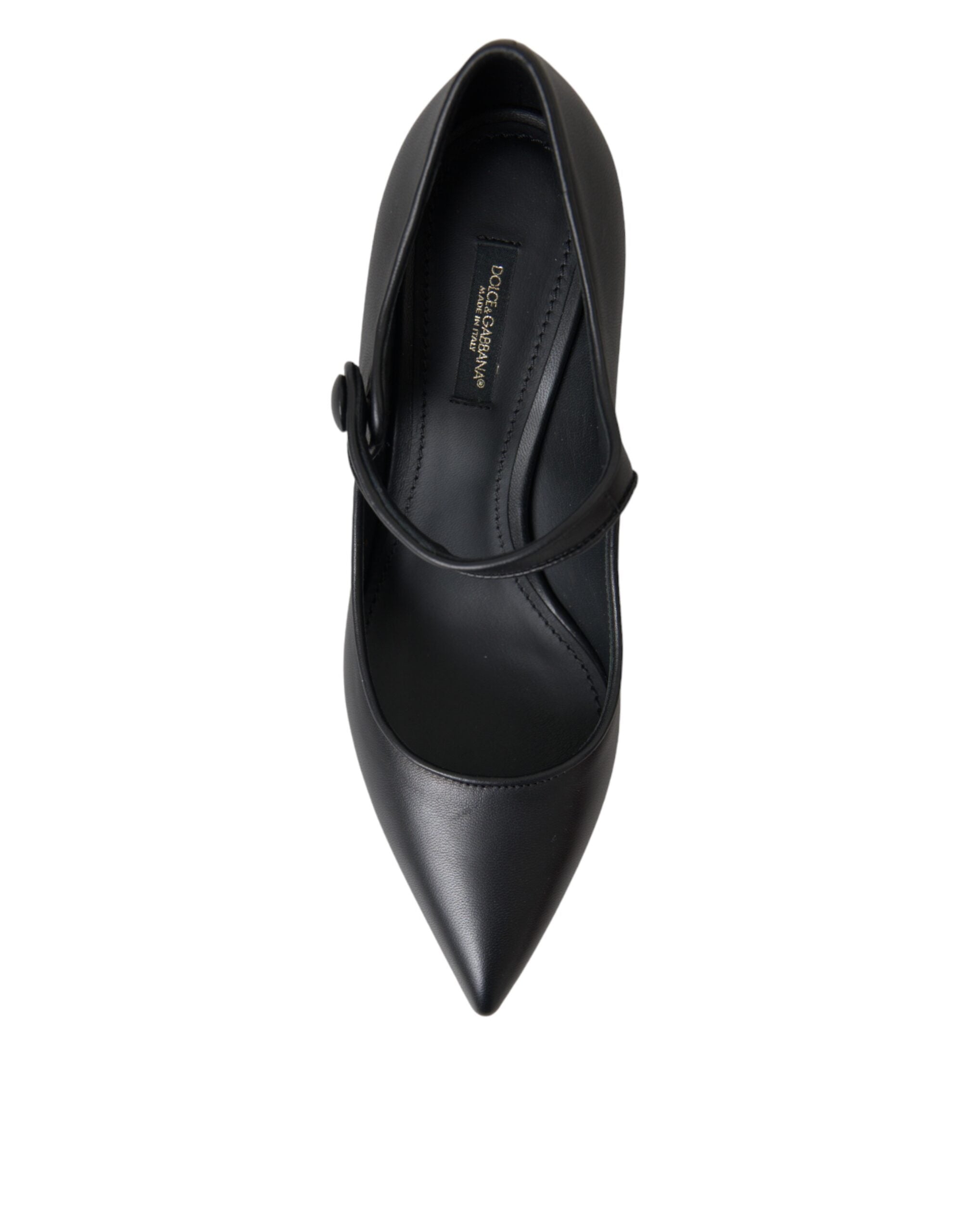 Dolce & Gabbana Black Leather Logo Heels Mary Janes Pumps Shoes-6