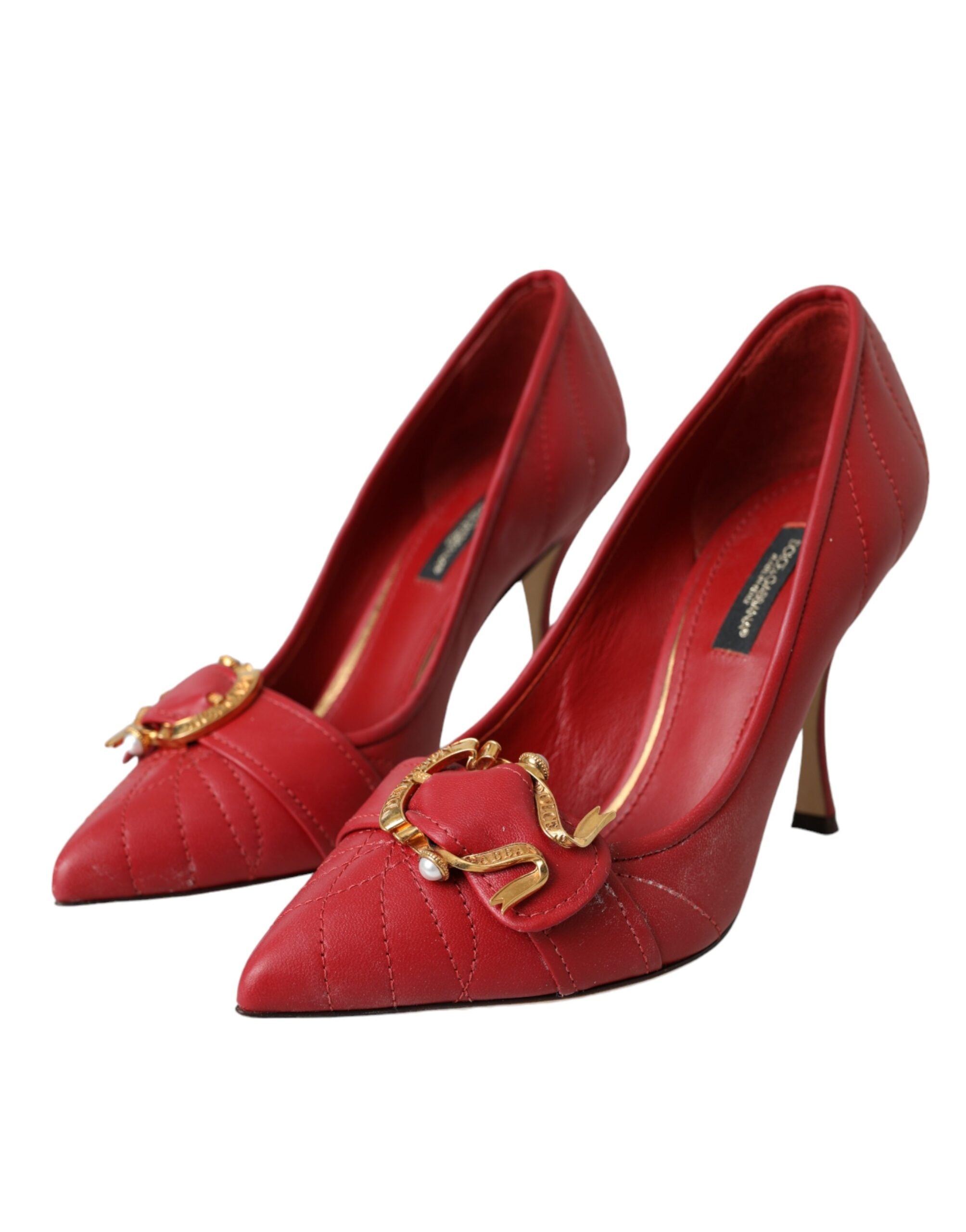 Dolce & Gabbana Red Devotion Leather Heels Pumps Shoes-3