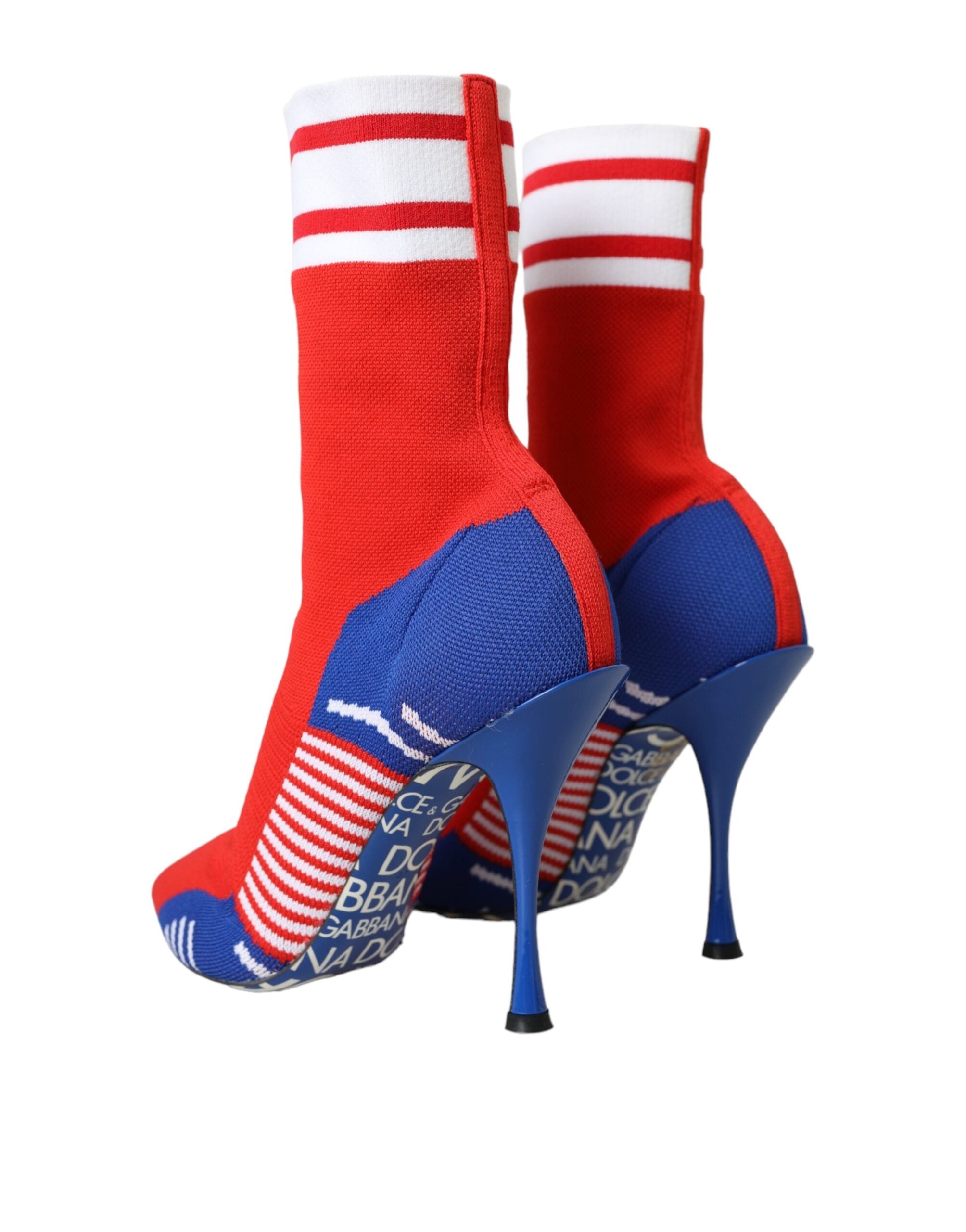 Dolce & Gabbana Rot Blau Stretch Socke Stil Ankle Stiefel Logo Schuhe-4