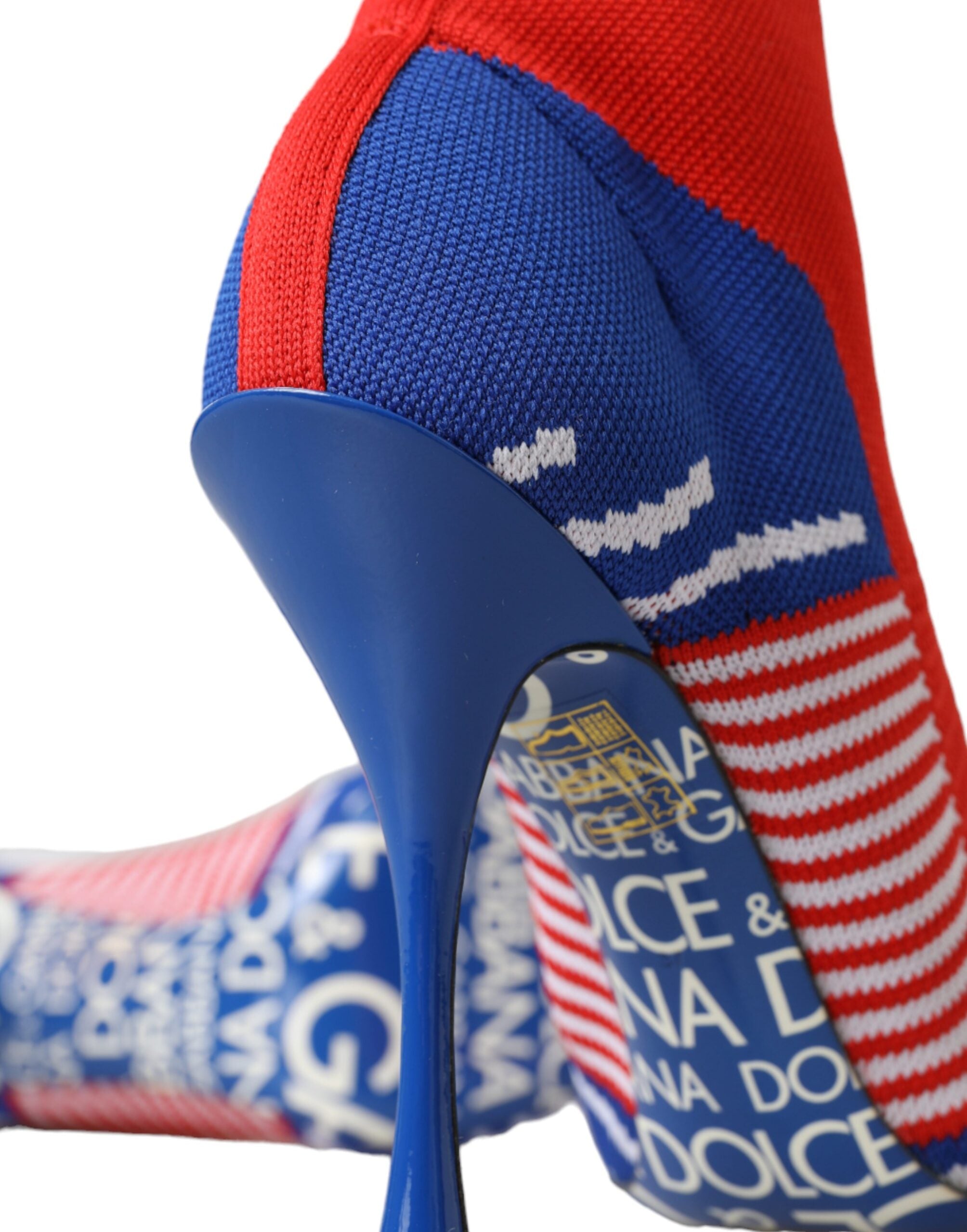 Dolce & Gabbana Rot Blau Stretch Socke Stil Ankle Stiefel Logo Schuhe-8