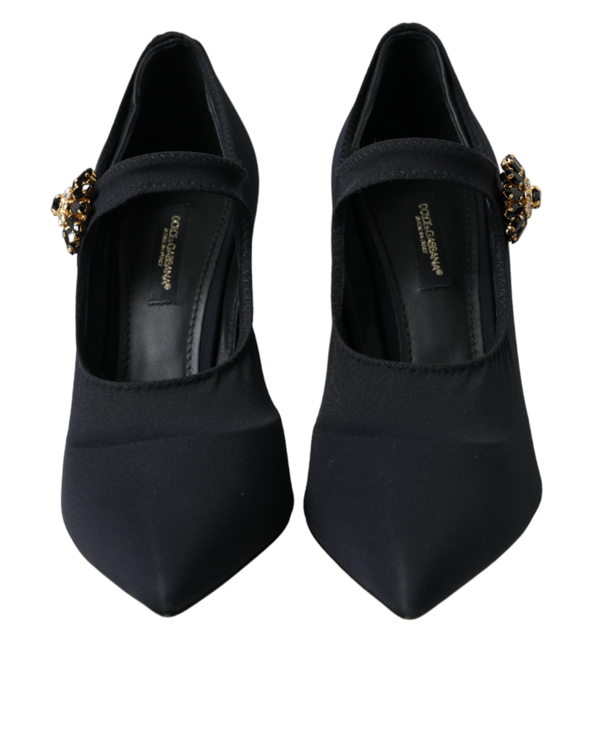 Dolce & Gabbana Schwarz Mary Jane Jersey Kristall Pumps Schuhe-2