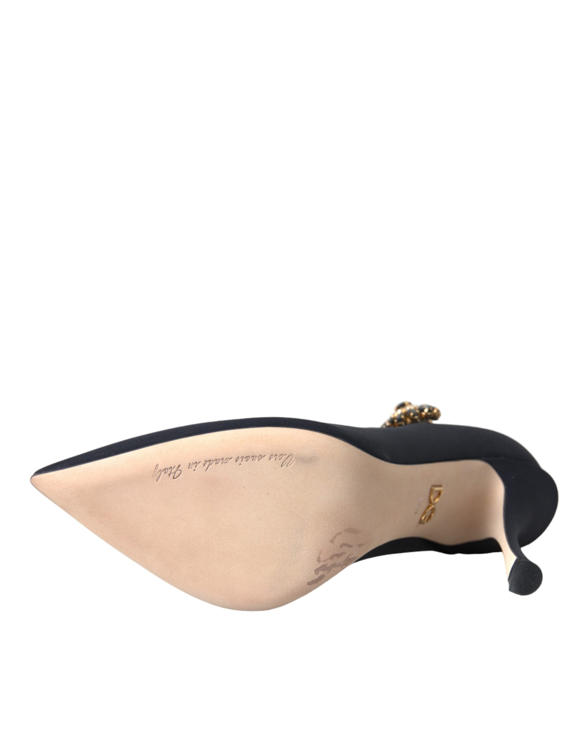 Dolce & Gabbana Schwarz Mary Jane Jersey Kristall Pumps Schuhe-7