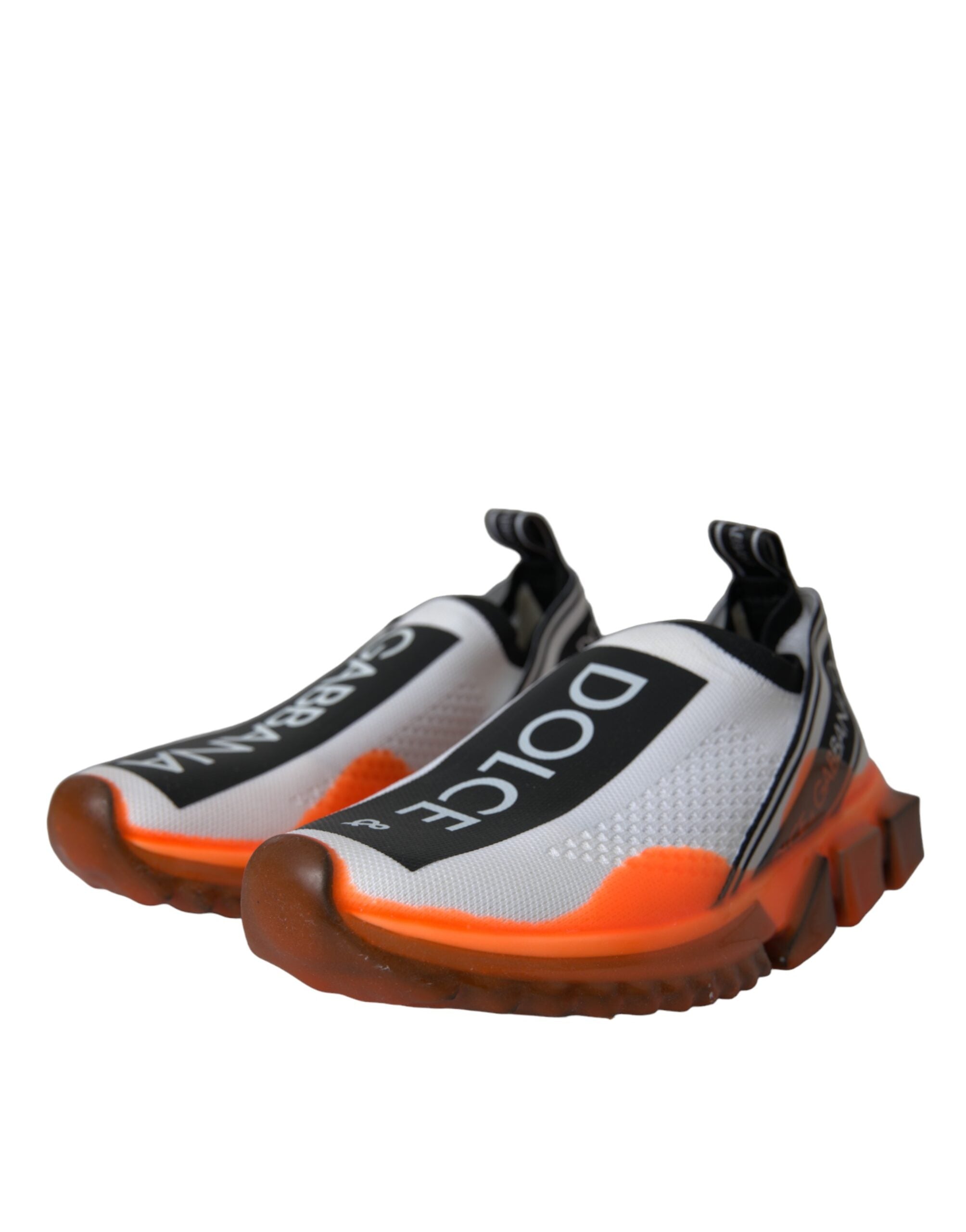 Dolce & Gabbana Black White Orange Slip On Sorrento Sneakers Shoes-3