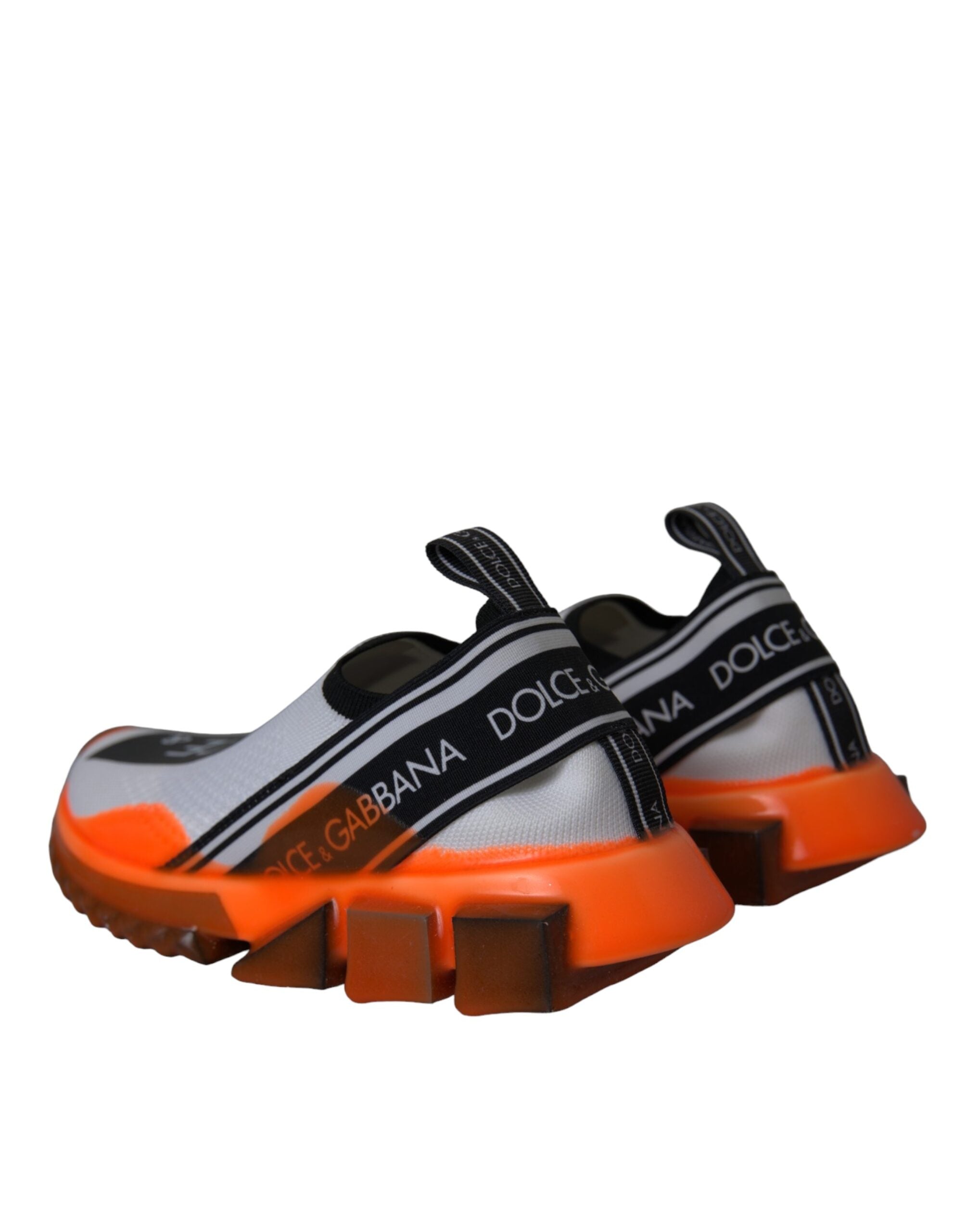Dolce & Gabbana Black White Orange Slip On Sorrento Sneakers Shoes-4
