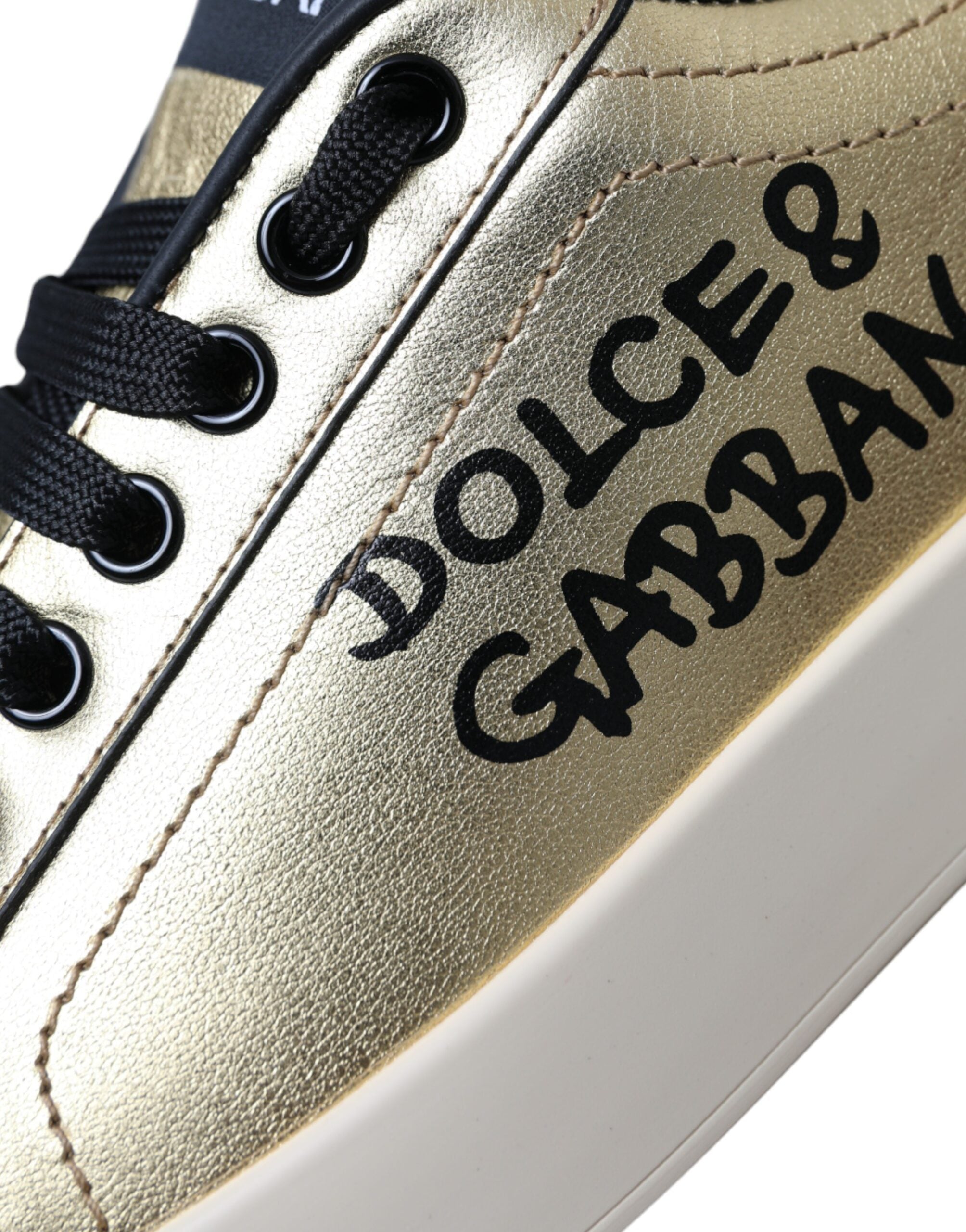 Zapatillas Dolce & Gabbana de piel de becerro Portofino doradas para mujer-7