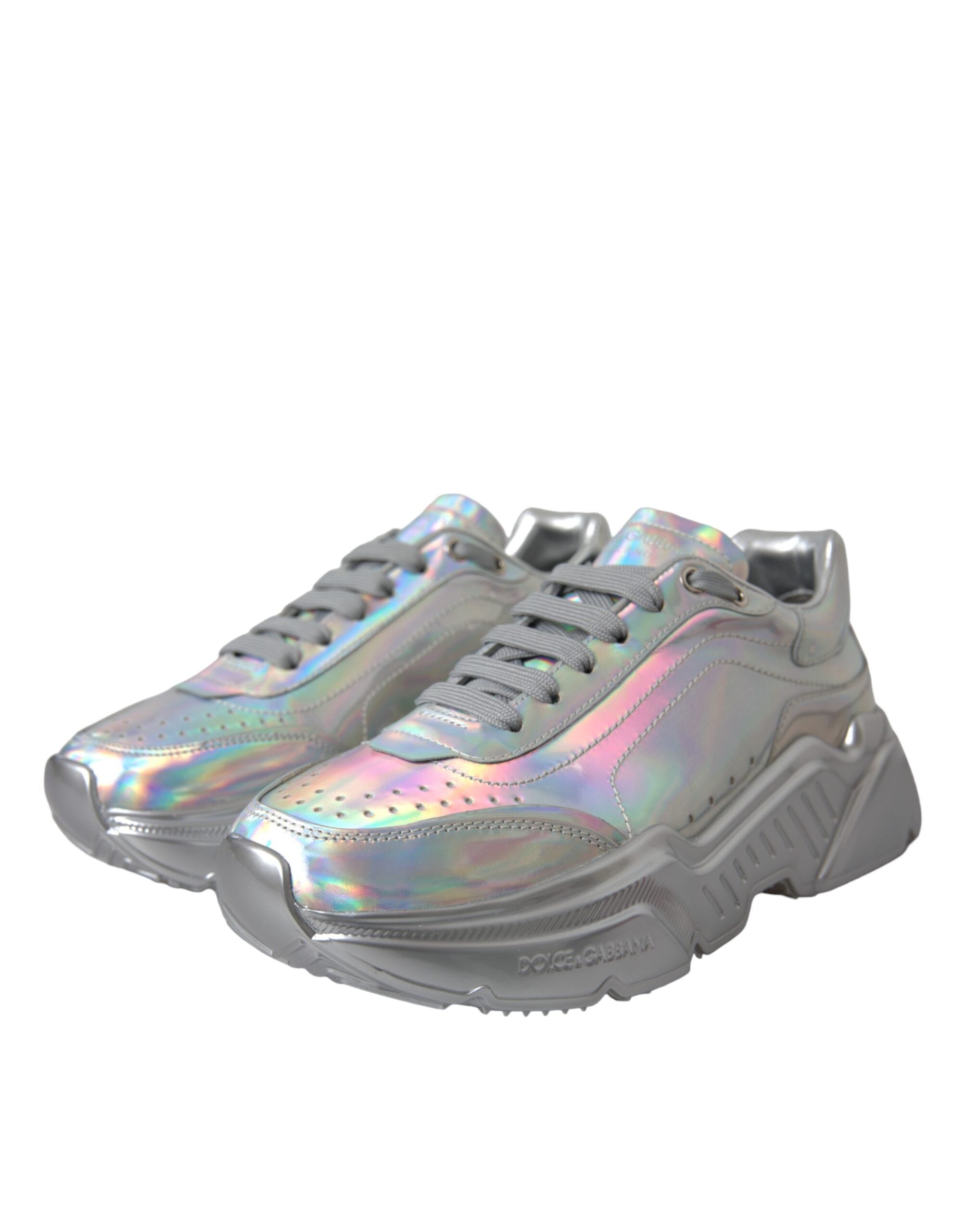 Dolce & Gabbana silver iridescent DAYMASTER leather sneakers shoes-3
