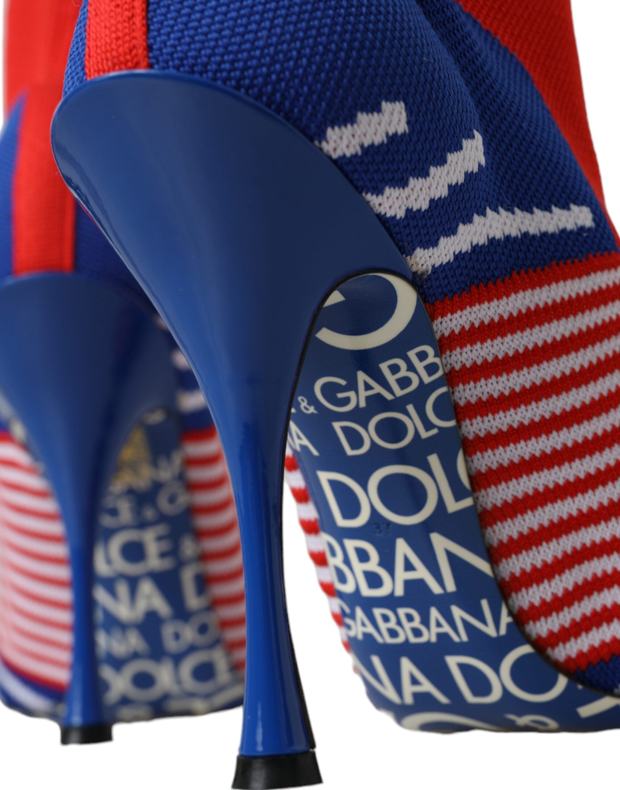 Dolce & Gabbana Red Blue Stretch Sock Style Short Boots Logo Shoes-8