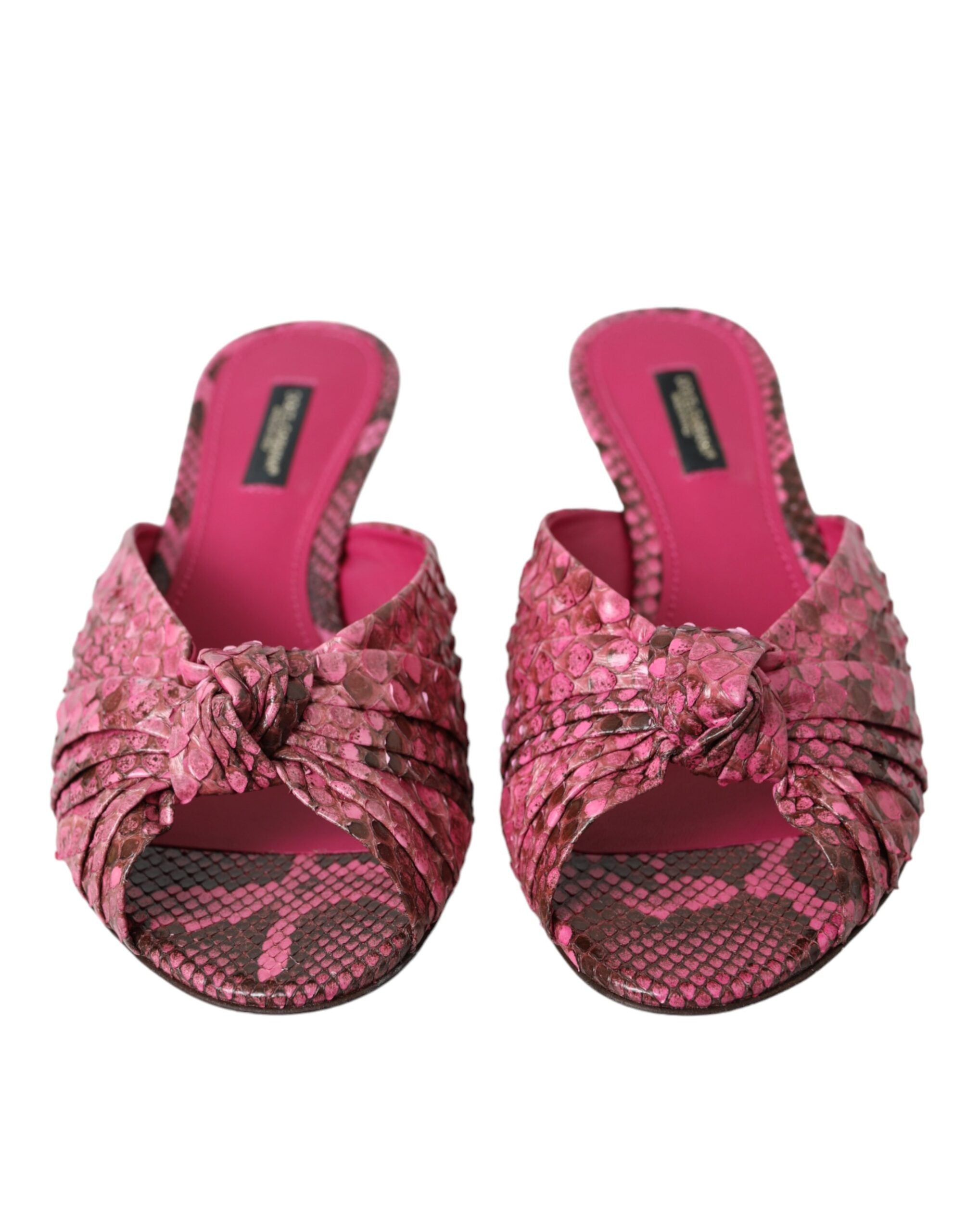 Dolce & Gabbana Rosa Exotische Leder Kitten Heels Rutschen Schuhe-2
