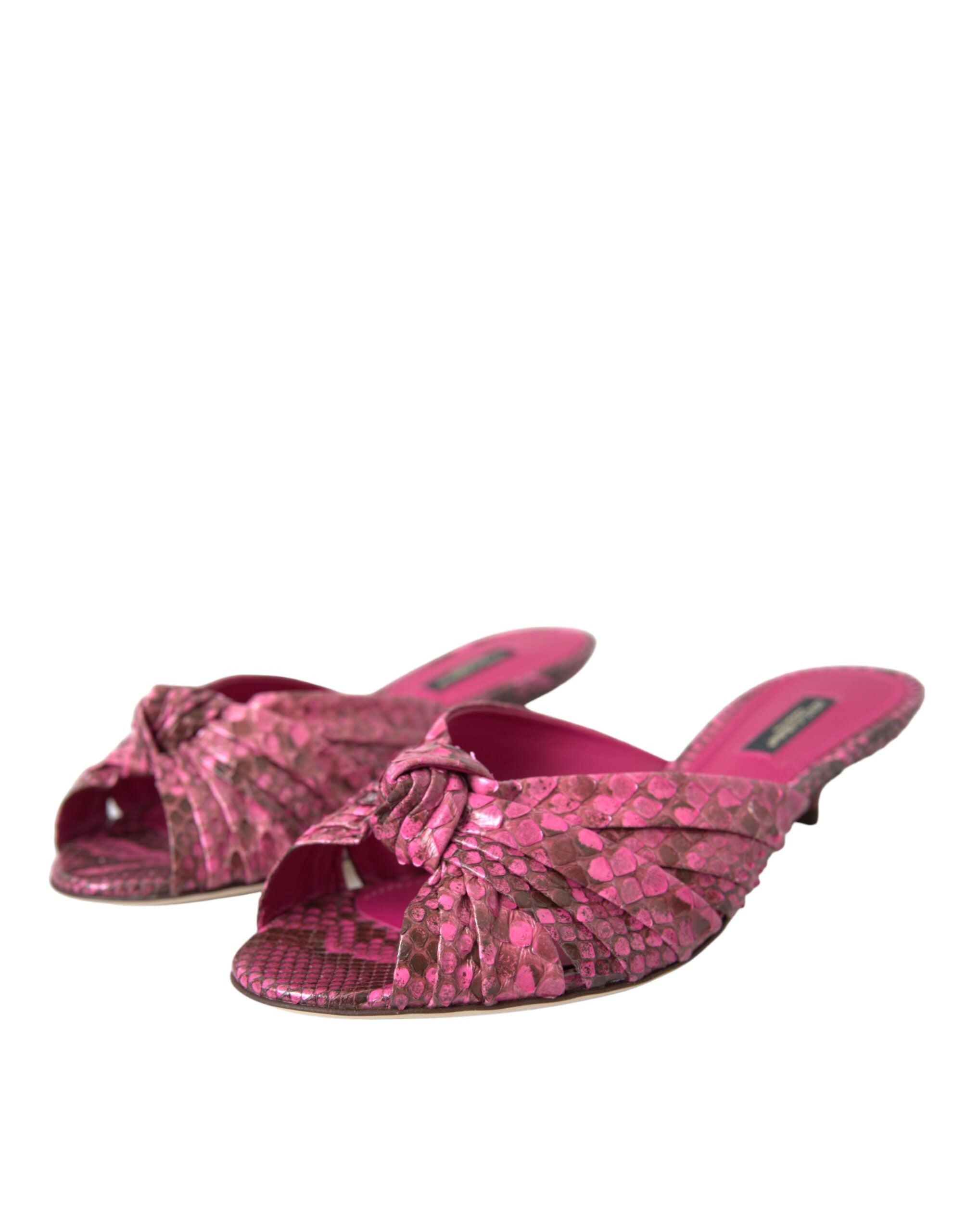 Dolce & Gabbana Rosa Exotische Leder Kitten Heels Rutschen Schuhe-3