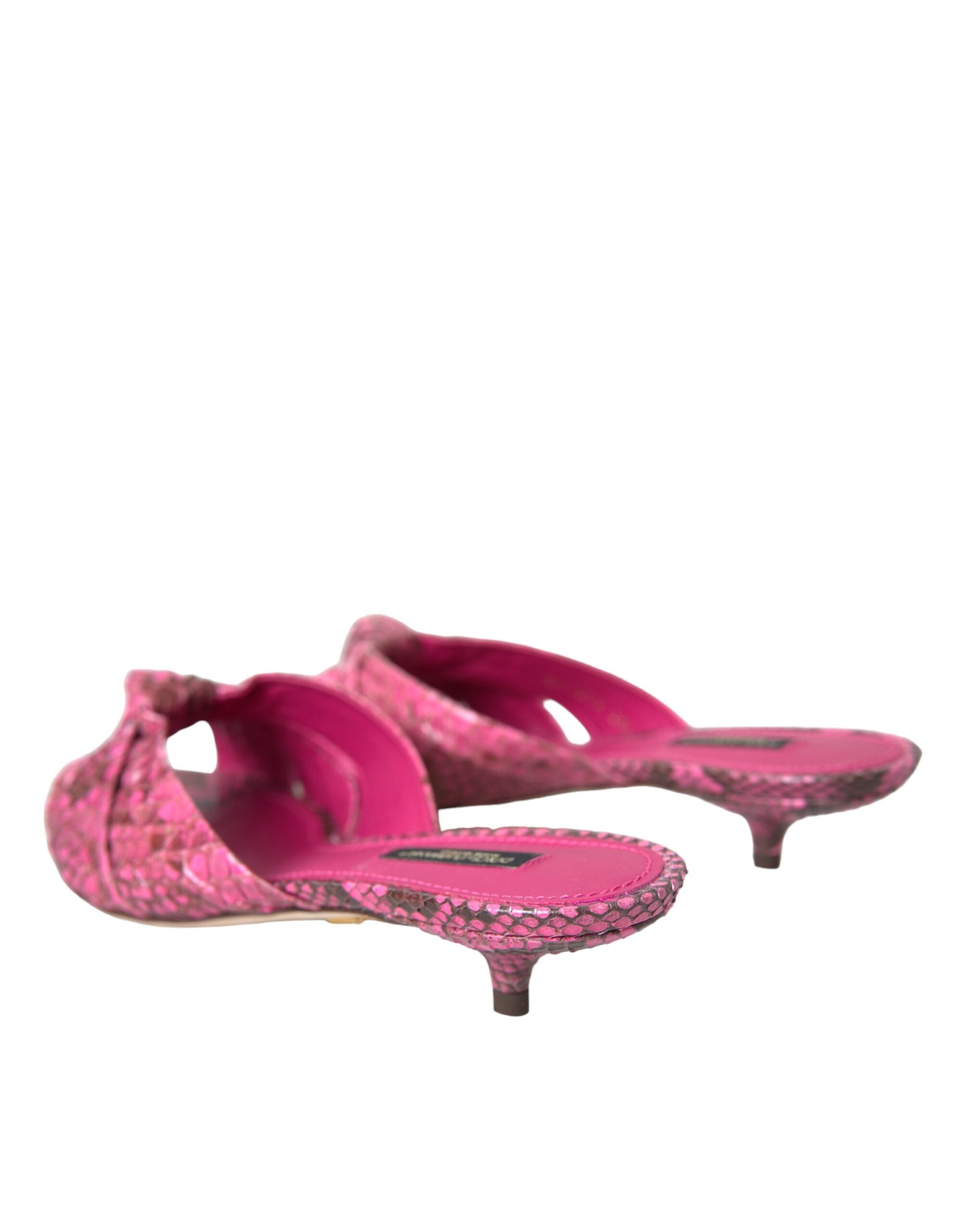Dolce & Gabbana Rosa Exotische Leder Kitten Heels Rutschen Schuhe-4