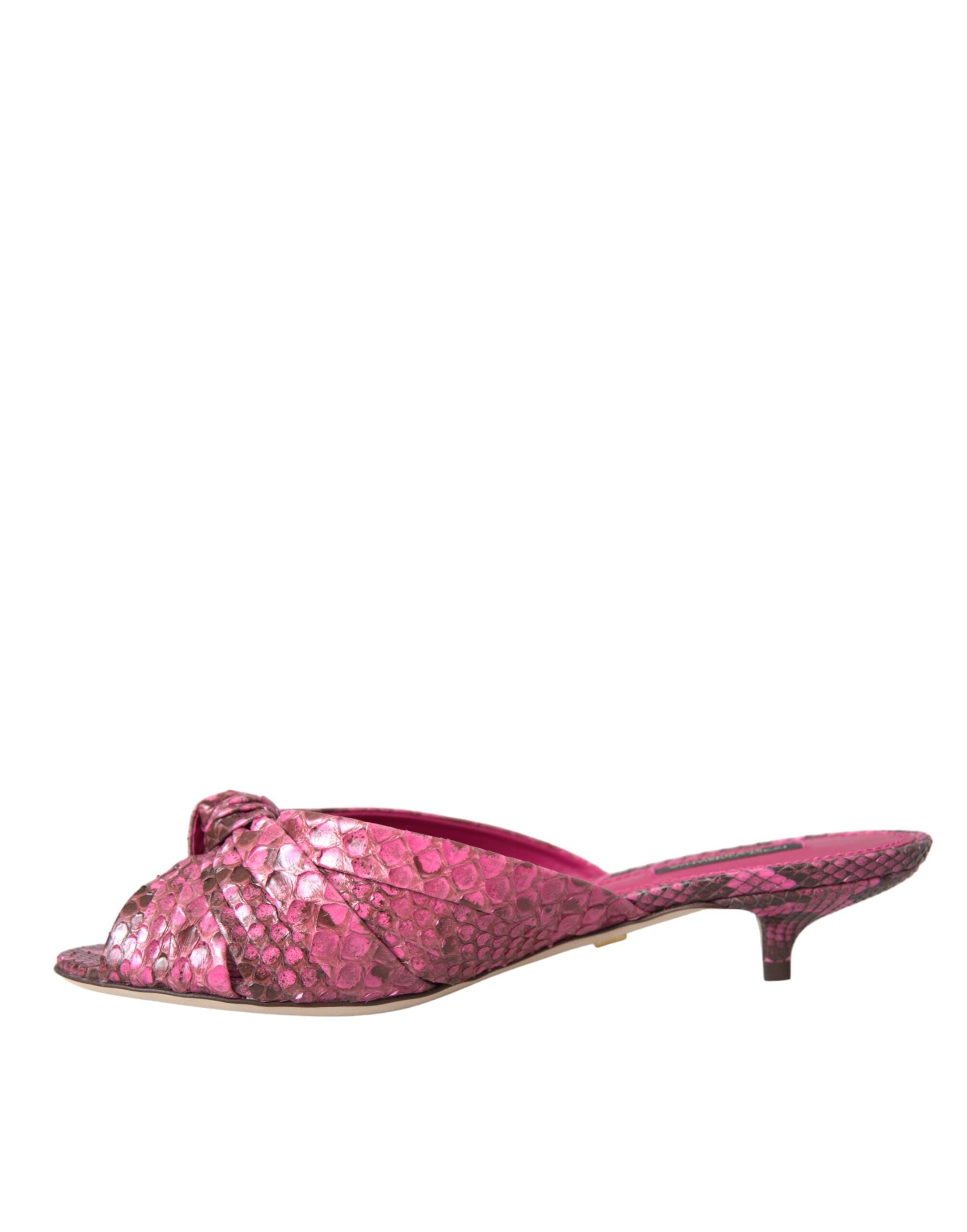 Dolce & Gabbana Rosa Exotische Leder Kitten Heels Rutschen Schuhe-5