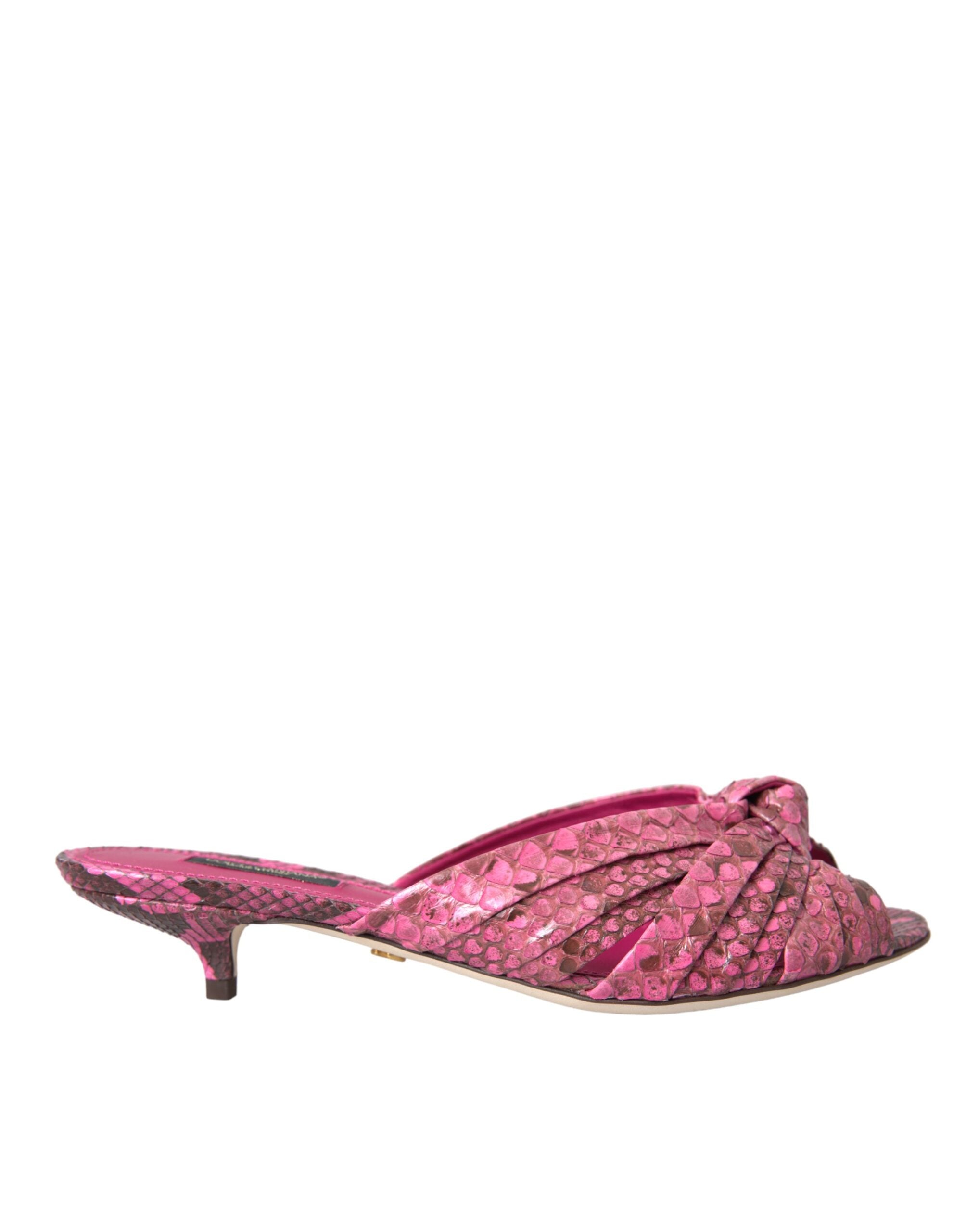 Dolce & Gabbana Rosa Exotische Leder Kitten Heels Rutschen Schuhe-1