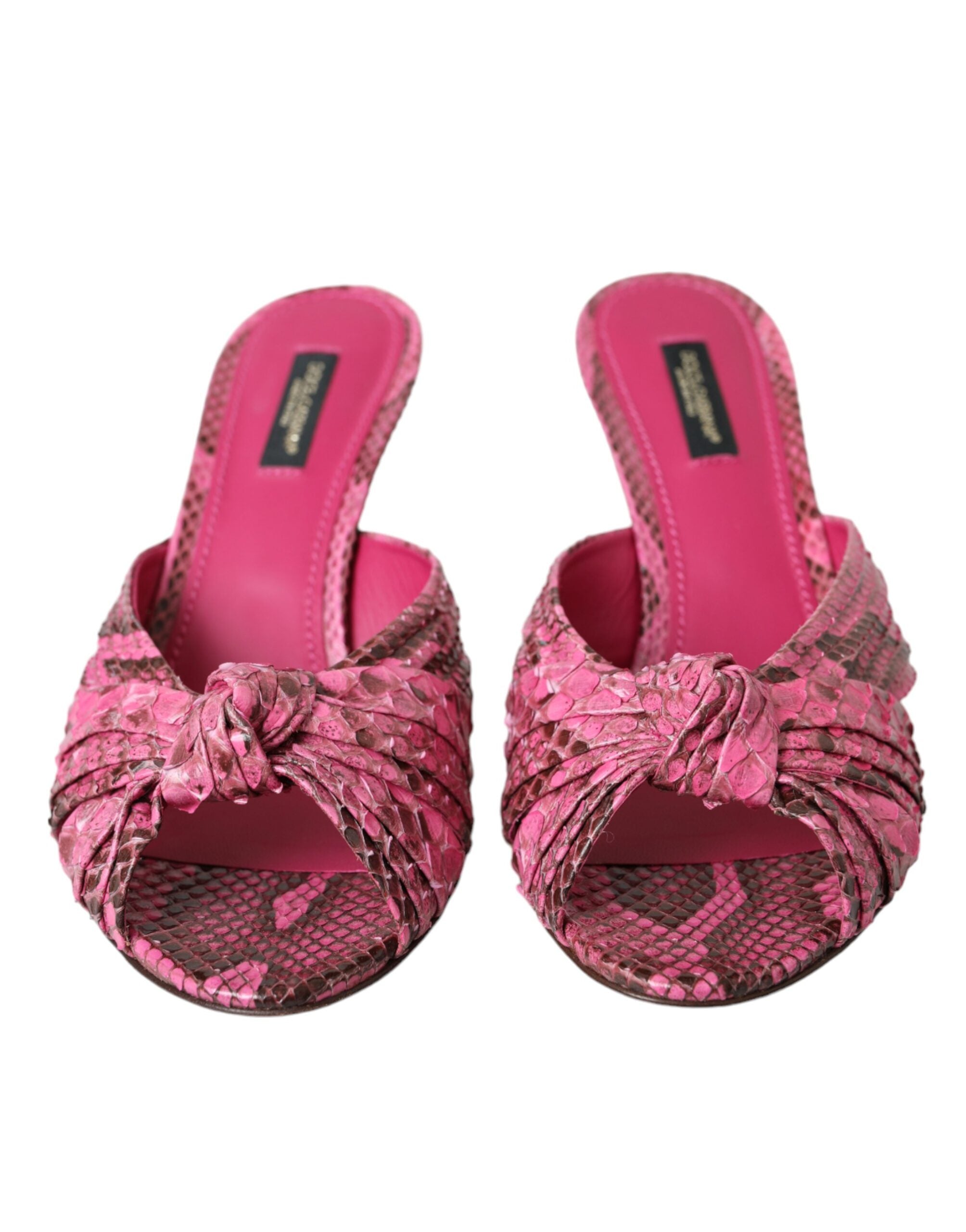 Dolce & Gabbana Pink Exotic Leather Kitten Heels Slide Shoes-2