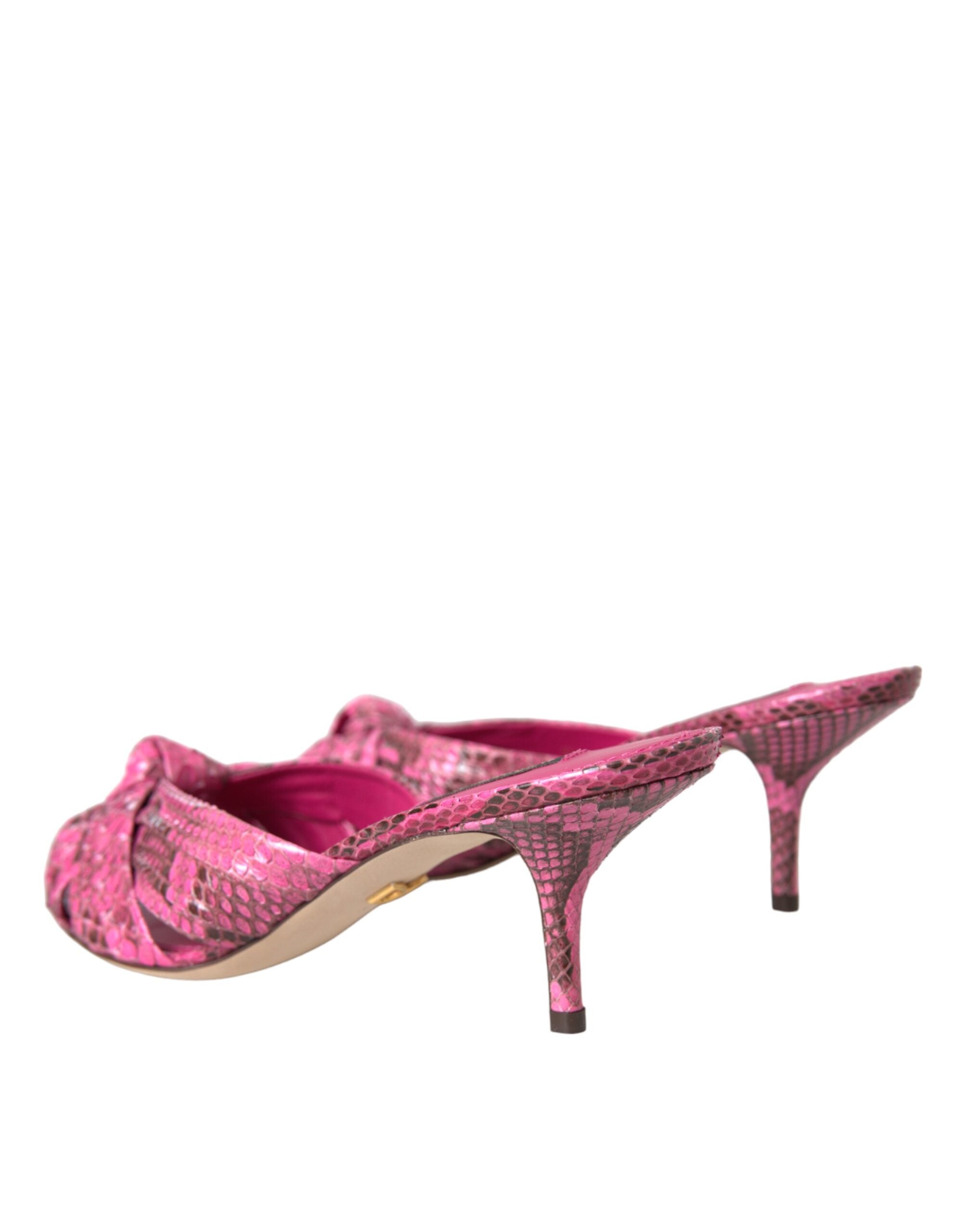 Dolce & Gabbana Pink Exotic Leather Kitten Heels Slide Shoes-4