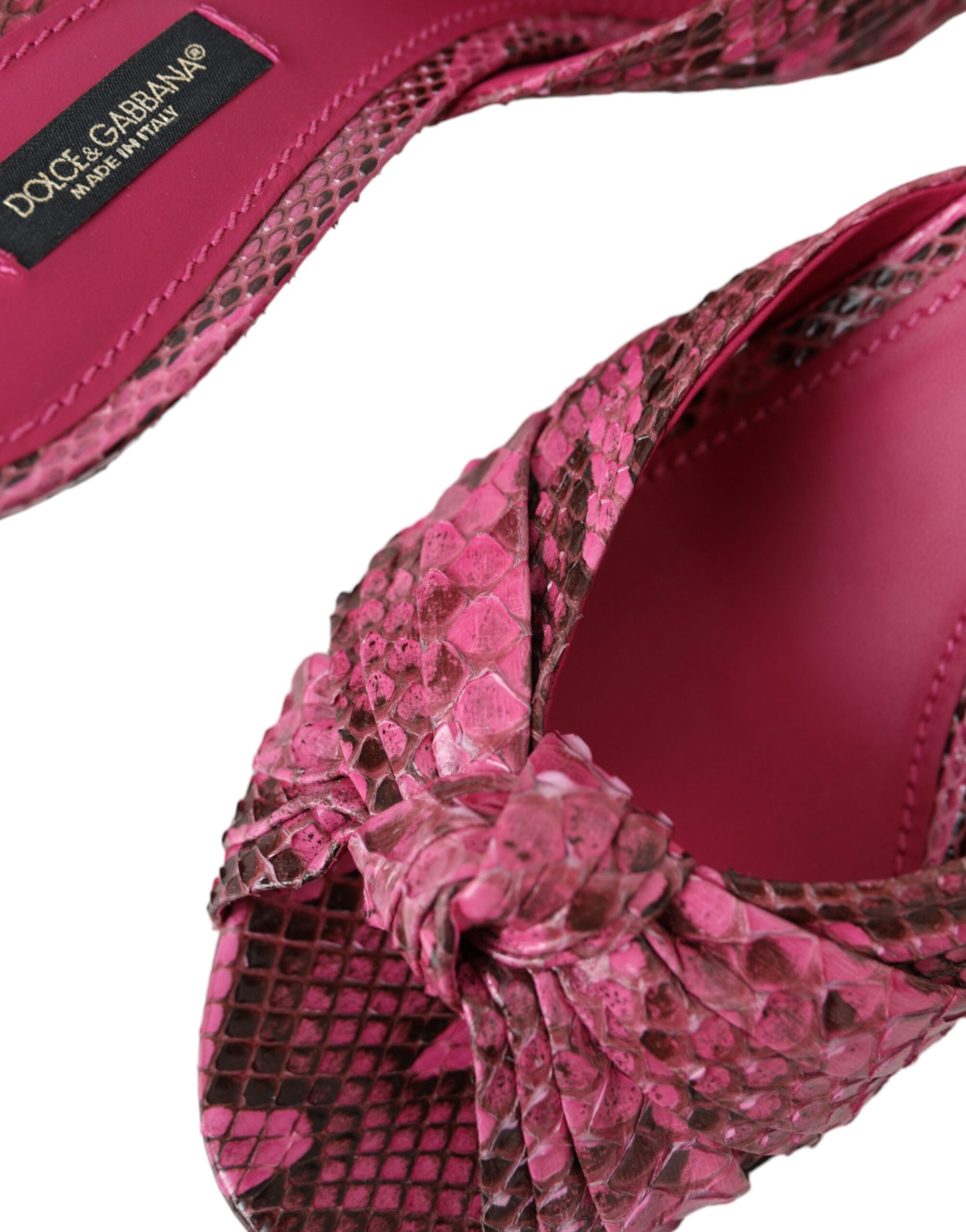 Dolce & Gabbana Pink Exotic Leather Kitten Heels Slide Shoes-8