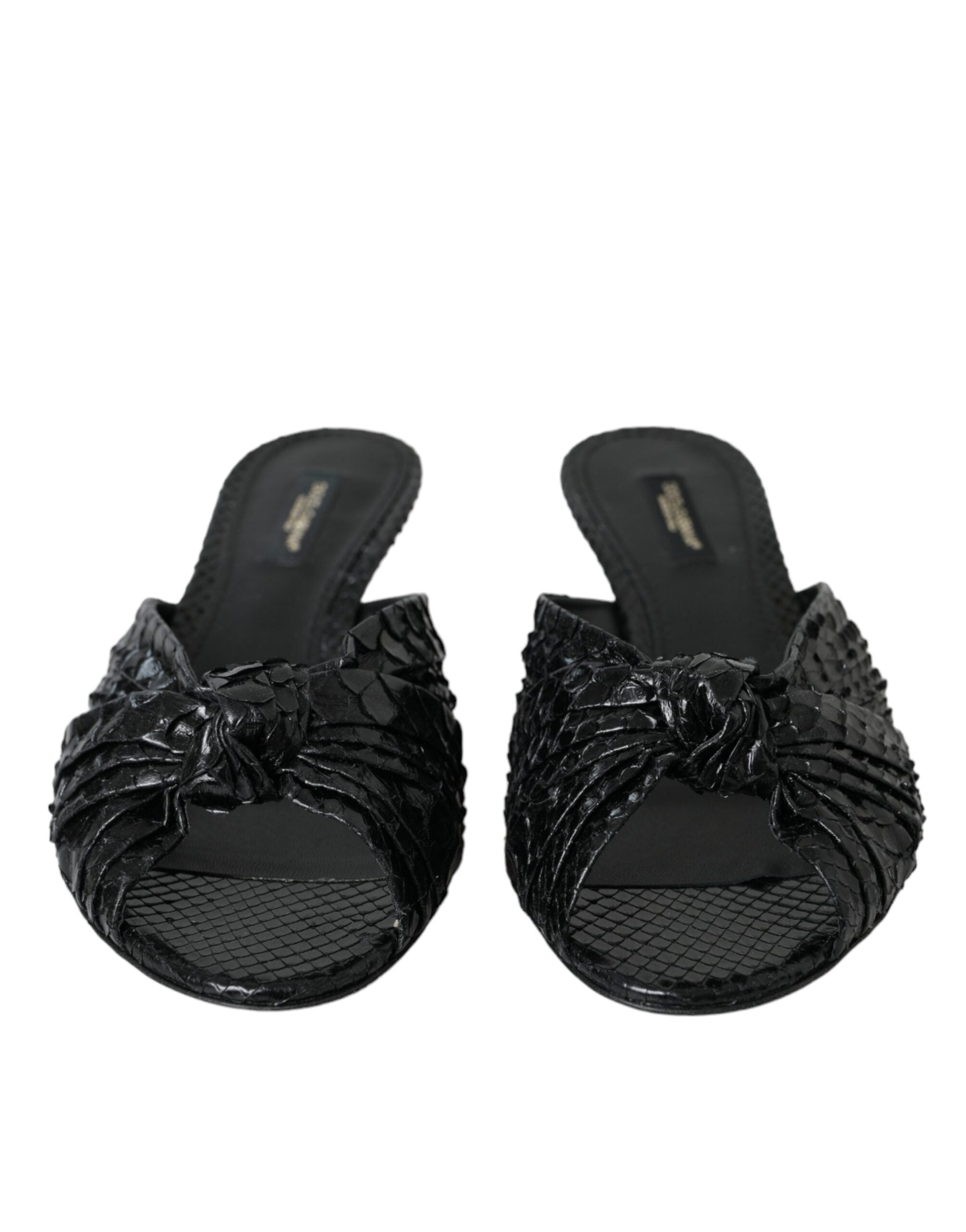 Sandalias de tacón de piel exótica negra de Dolce & Gabbana-2