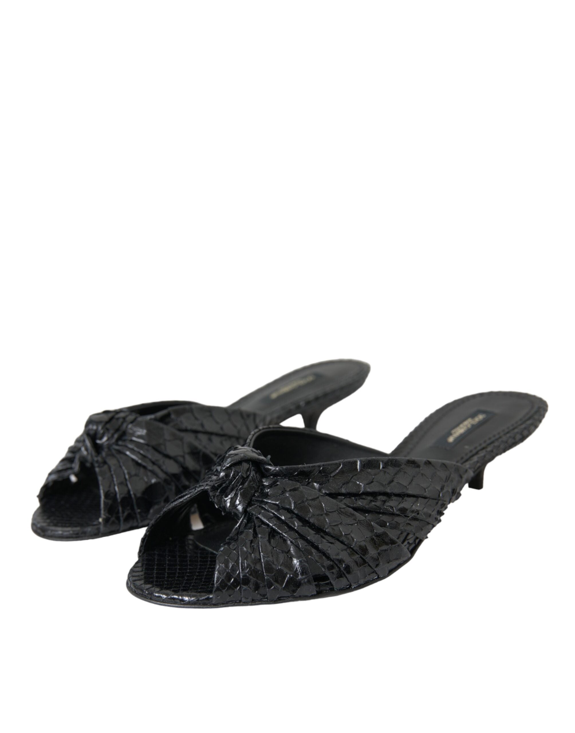Sandalias de tacón de piel exótica negra de Dolce & Gabbana-3