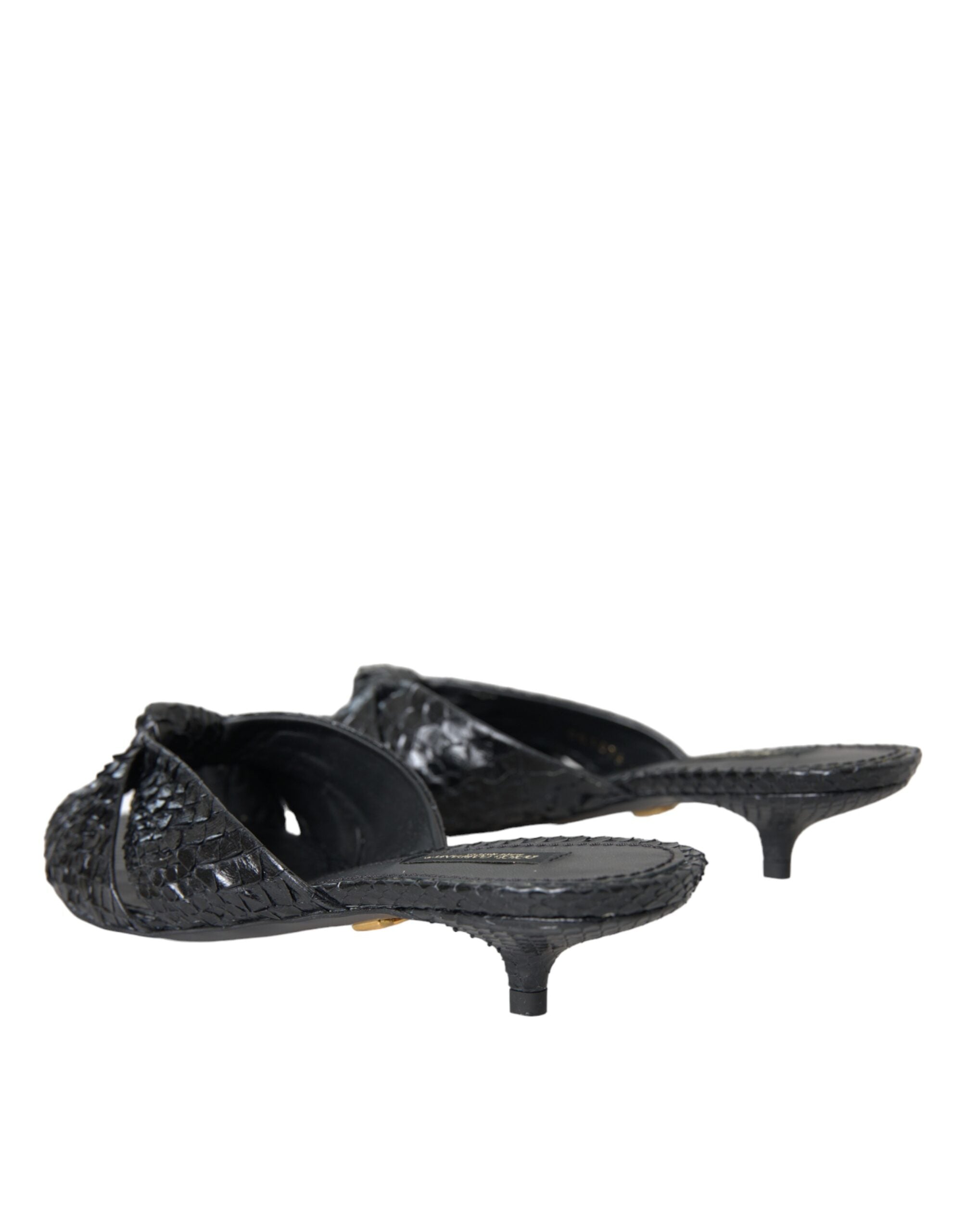 Sandalias de tacón de piel exótica negra de Dolce & Gabbana-4