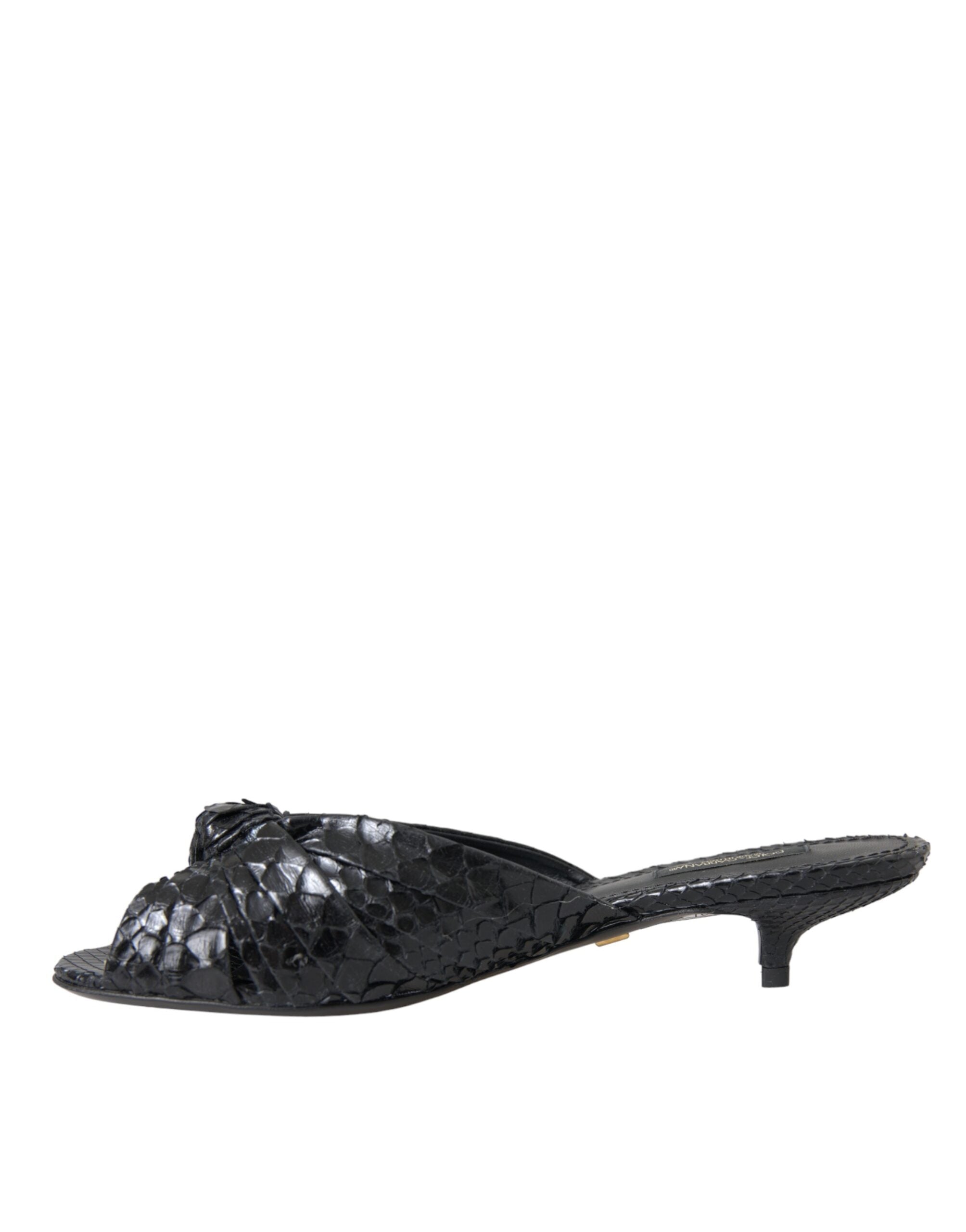 Sandalias de tacón de piel exótica negra de Dolce & Gabbana-5