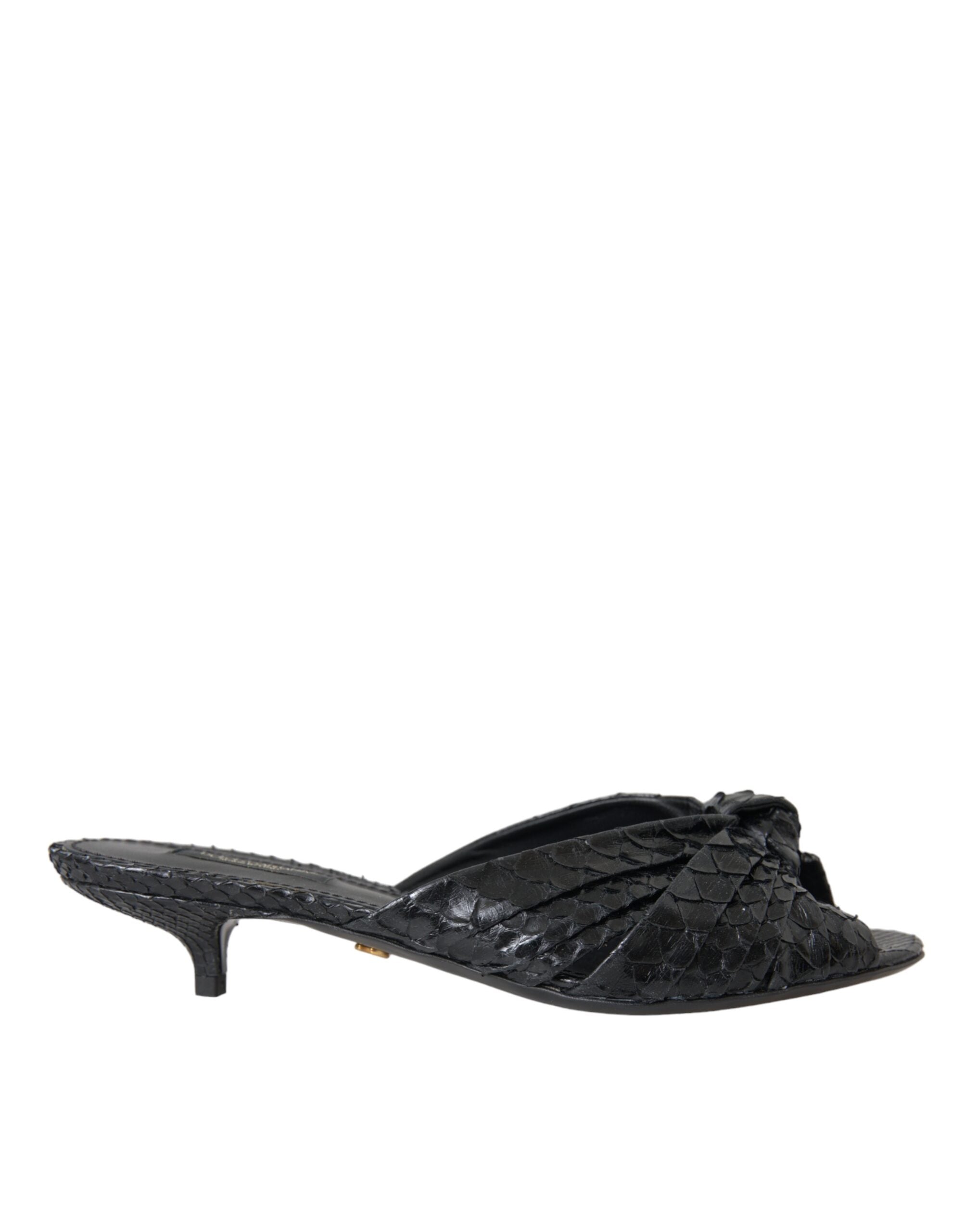 Sandalias de tacón de piel exótica negra de Dolce & Gabbana-1