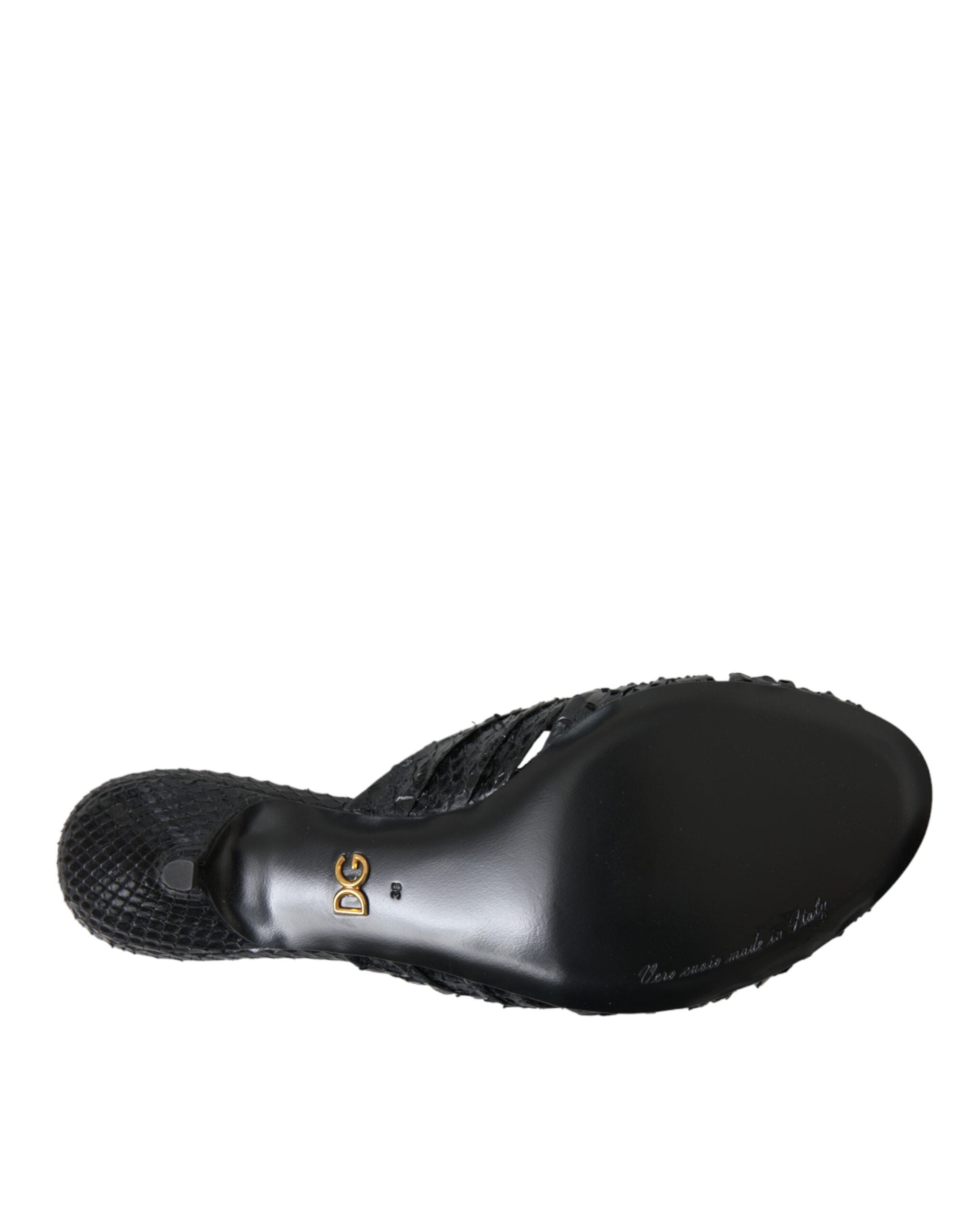 Sandalias de tacón de piel exótica negra de Dolce & Gabbana-6
