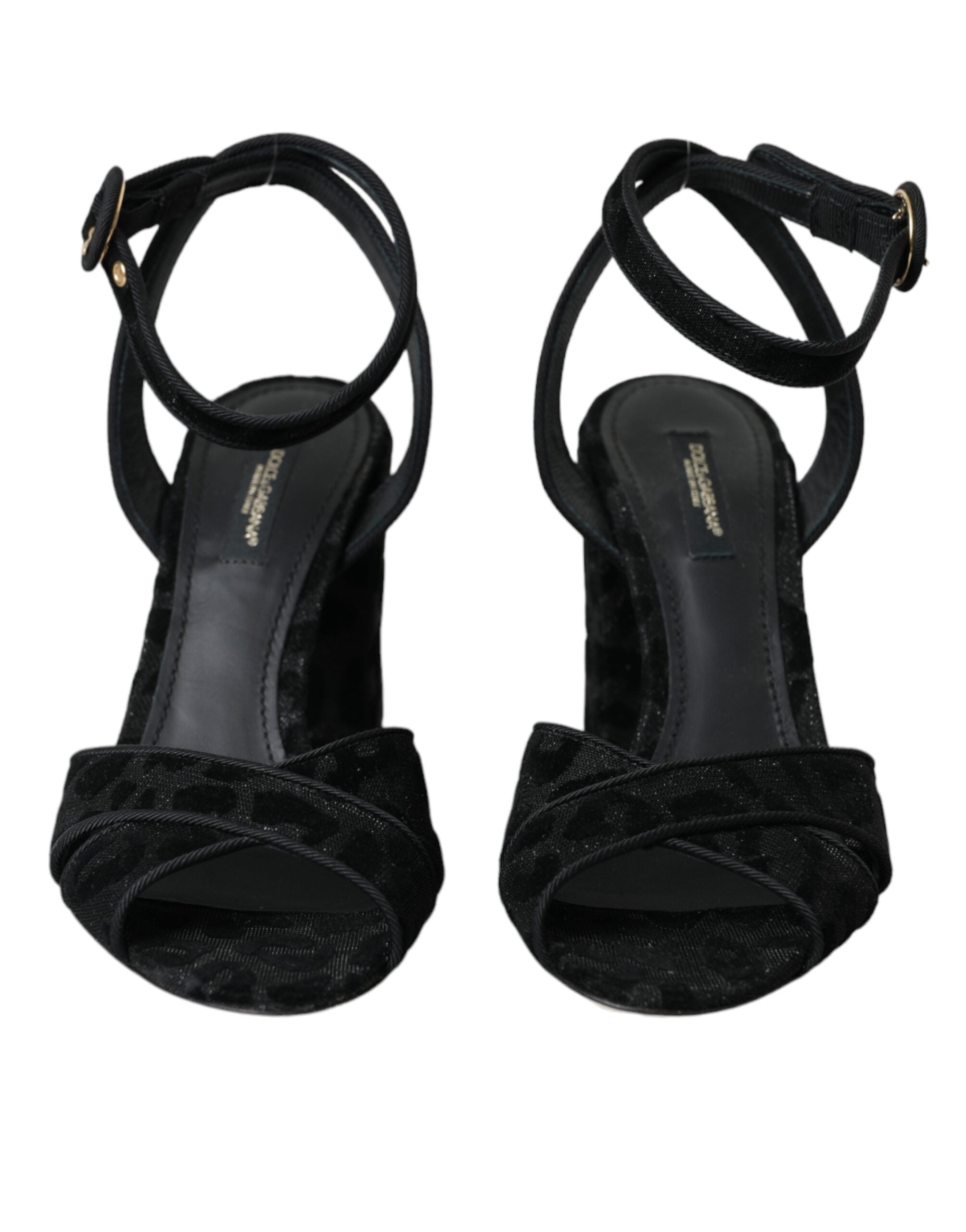 Dolce & Gabbana Schwarz Leopard Wildleder Heels Sandalen Schuhe-2