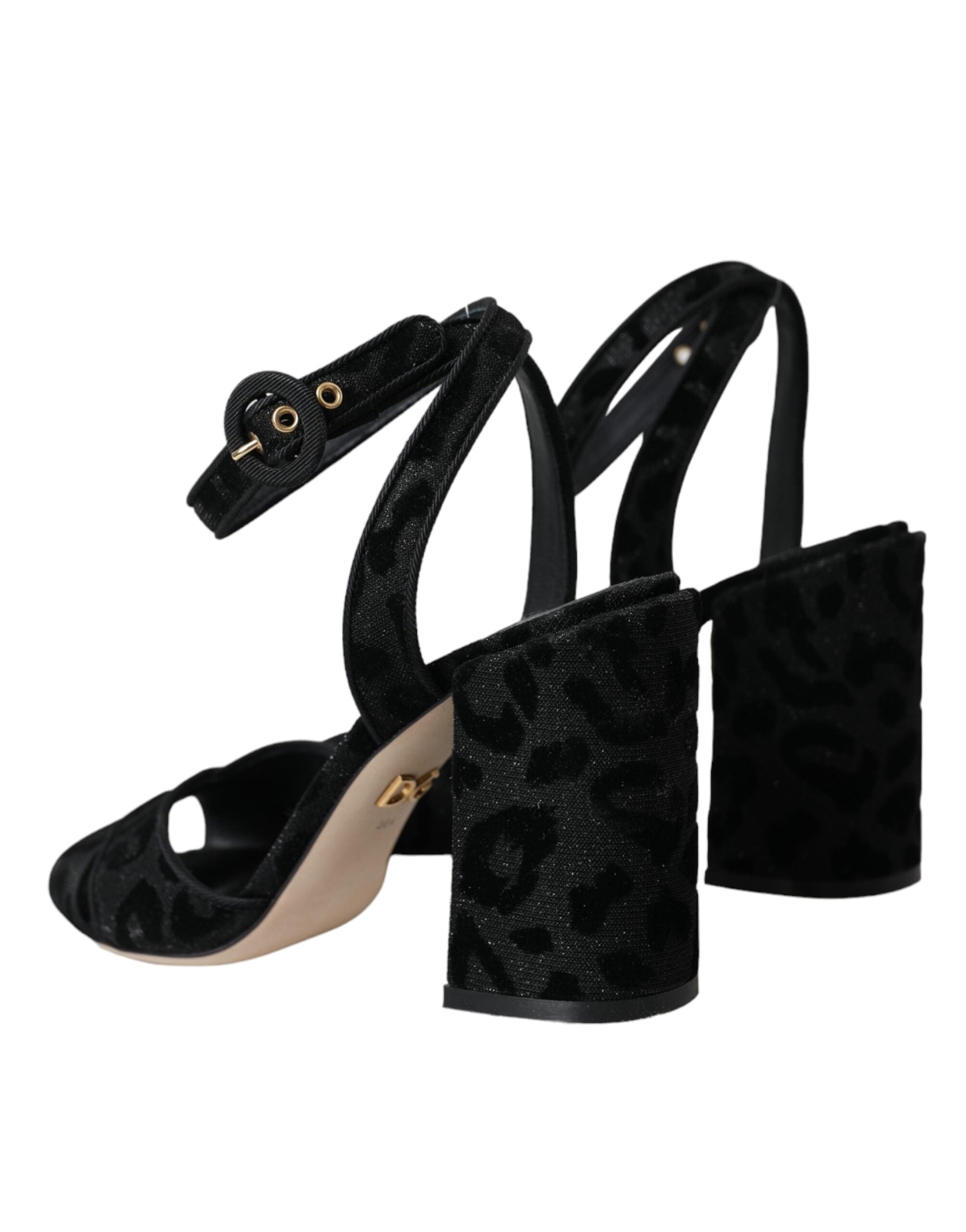 Dolce & Gabbana Schwarz Leopard Wildleder Heels Sandalen Schuhe-3