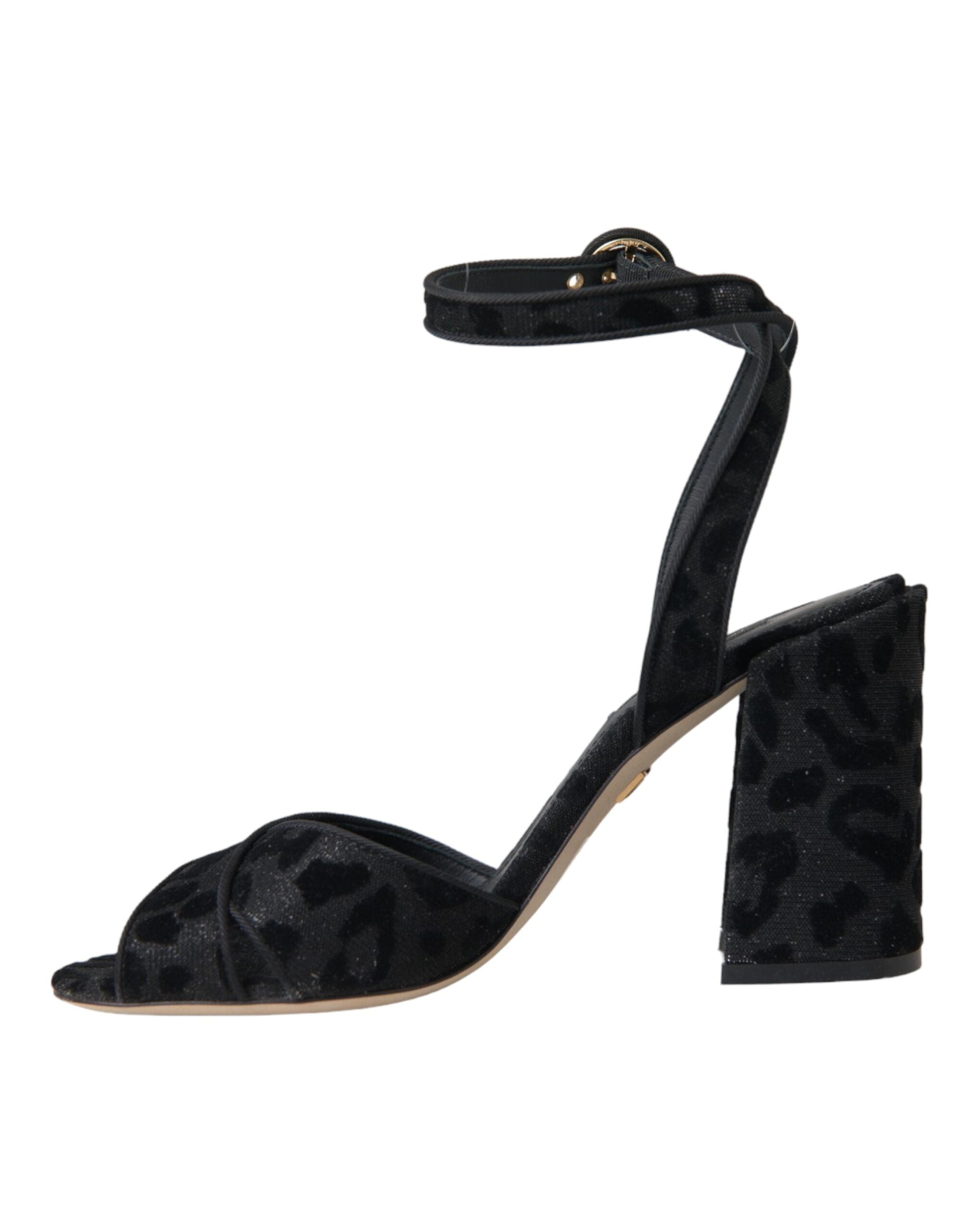 Dolce & Gabbana Schwarz Leopard Wildleder Heels Sandalen Schuhe-4