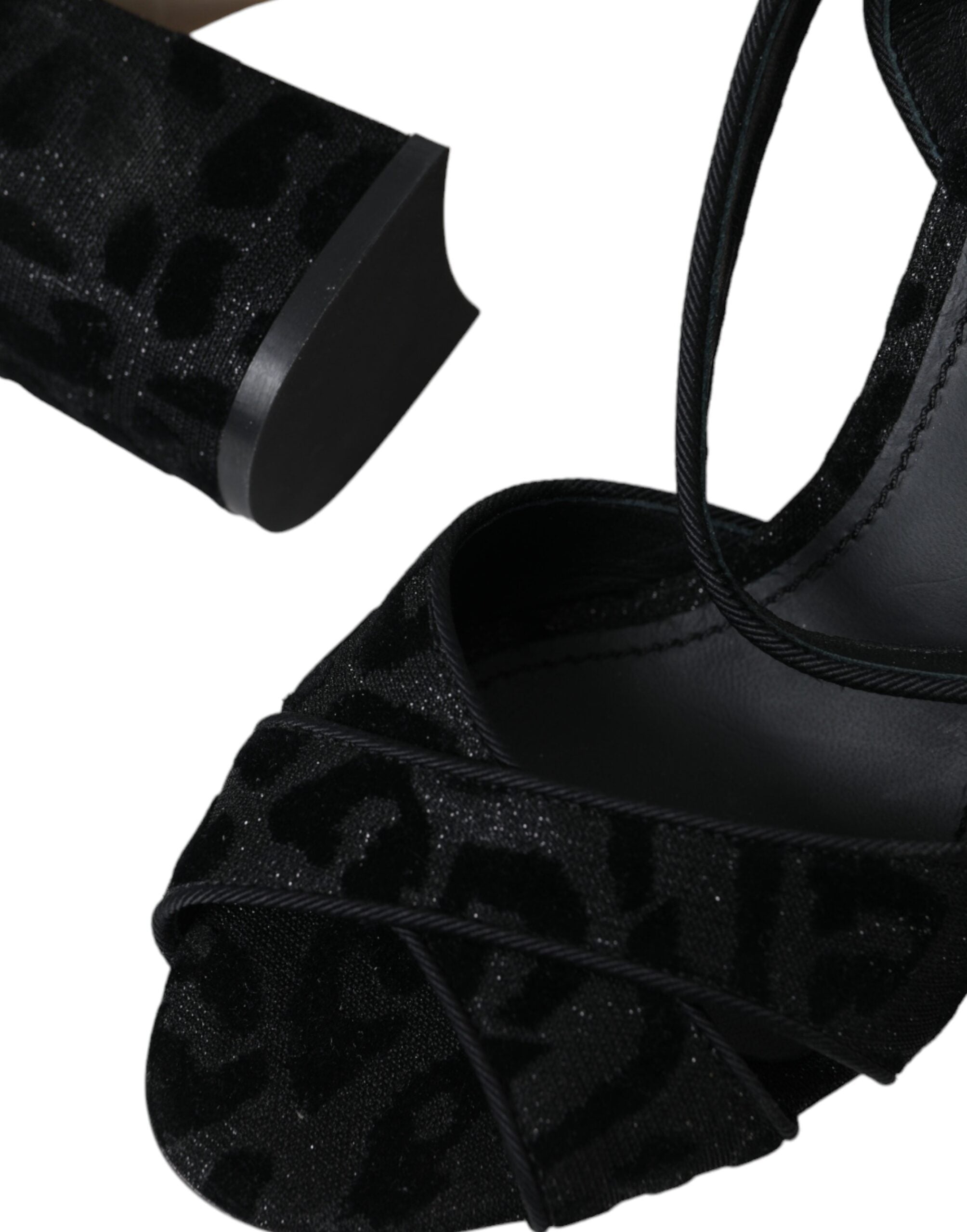 Dolce & Gabbana Schwarz Leopard Wildleder Heels Sandalen Schuhe-6