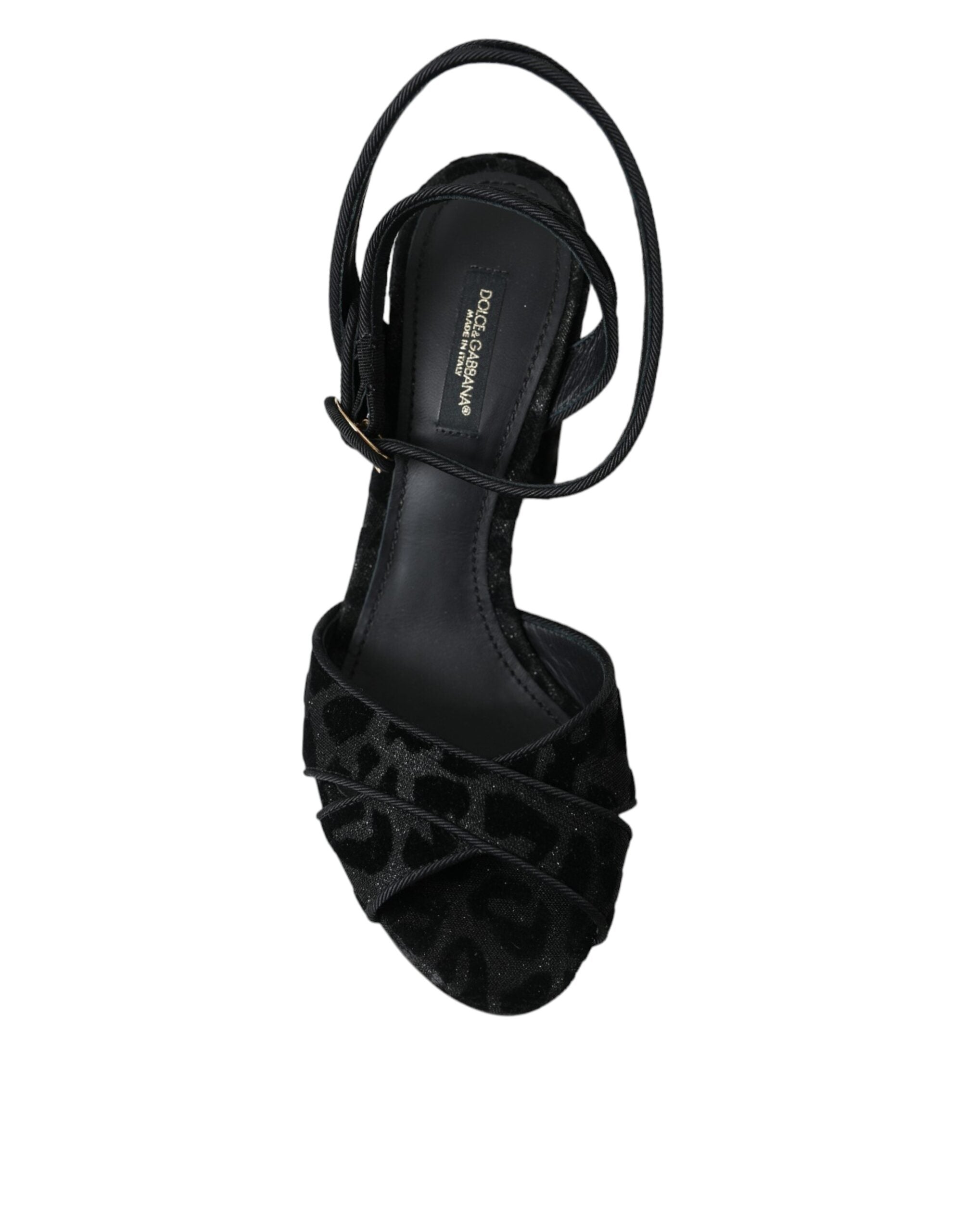 Dolce & Gabbana Schwarz Leopard Wildleder Heels Sandalen Schuhe-7