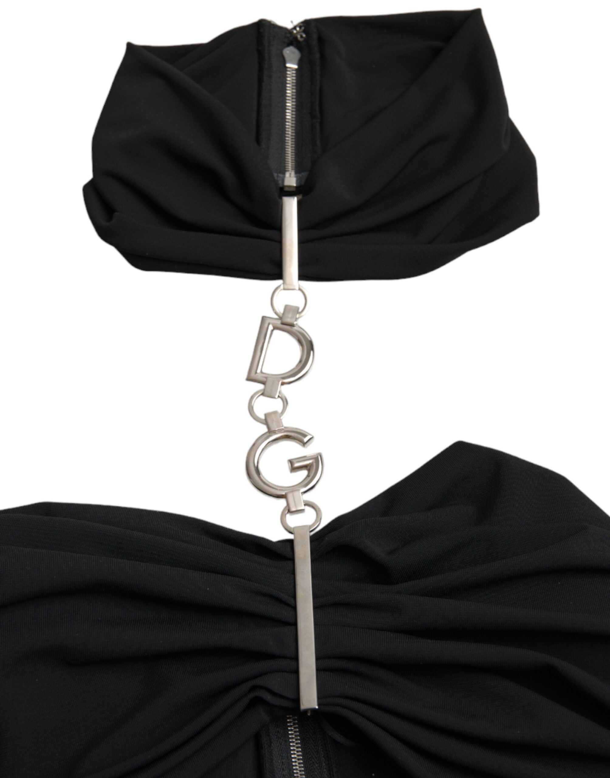 Vestido mini ajustado sin mangas con aberturas en negro de Dolce & Gabbana-6