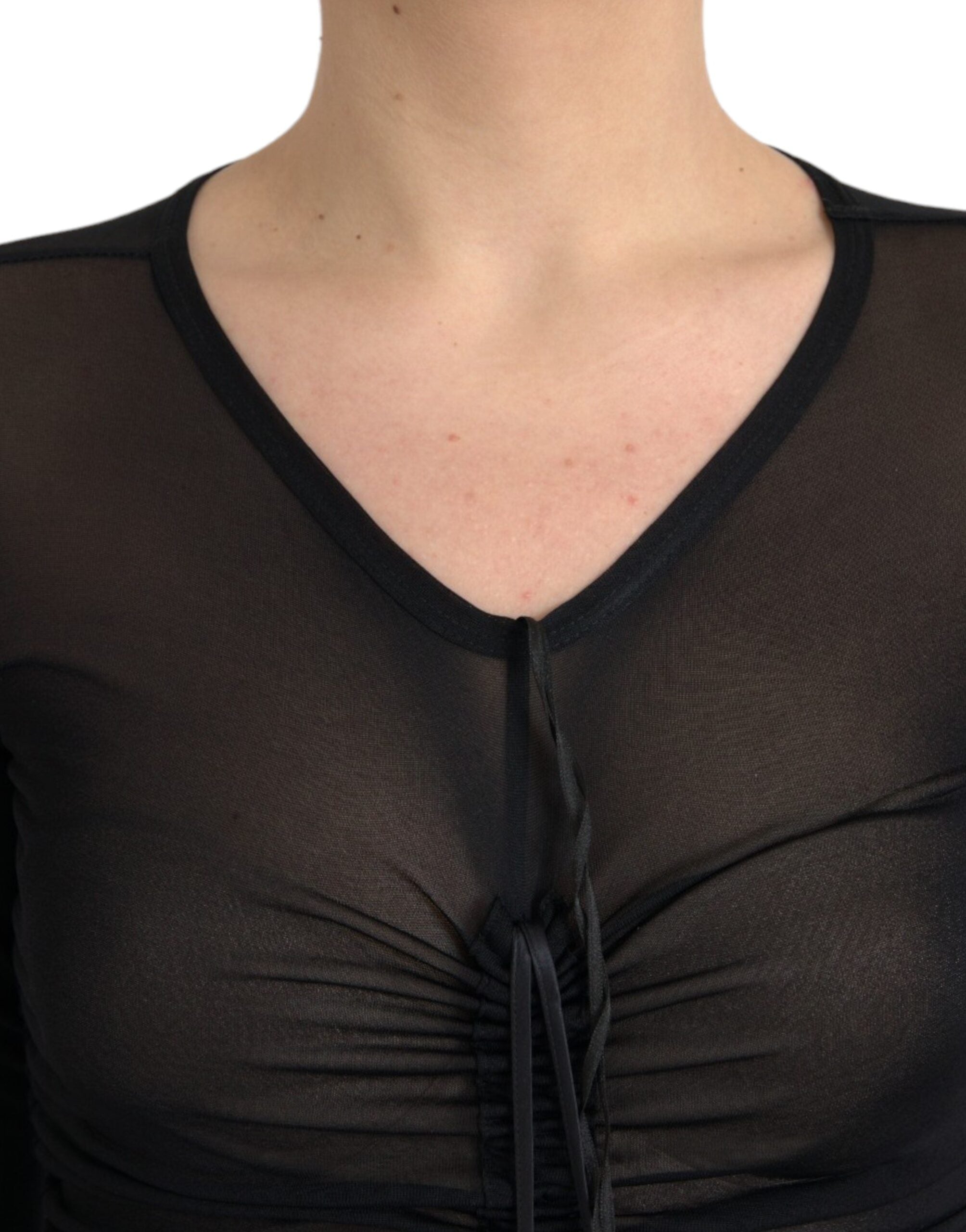 Dolce & Gabbana Black Sheer Bodycon Midi Dress-5