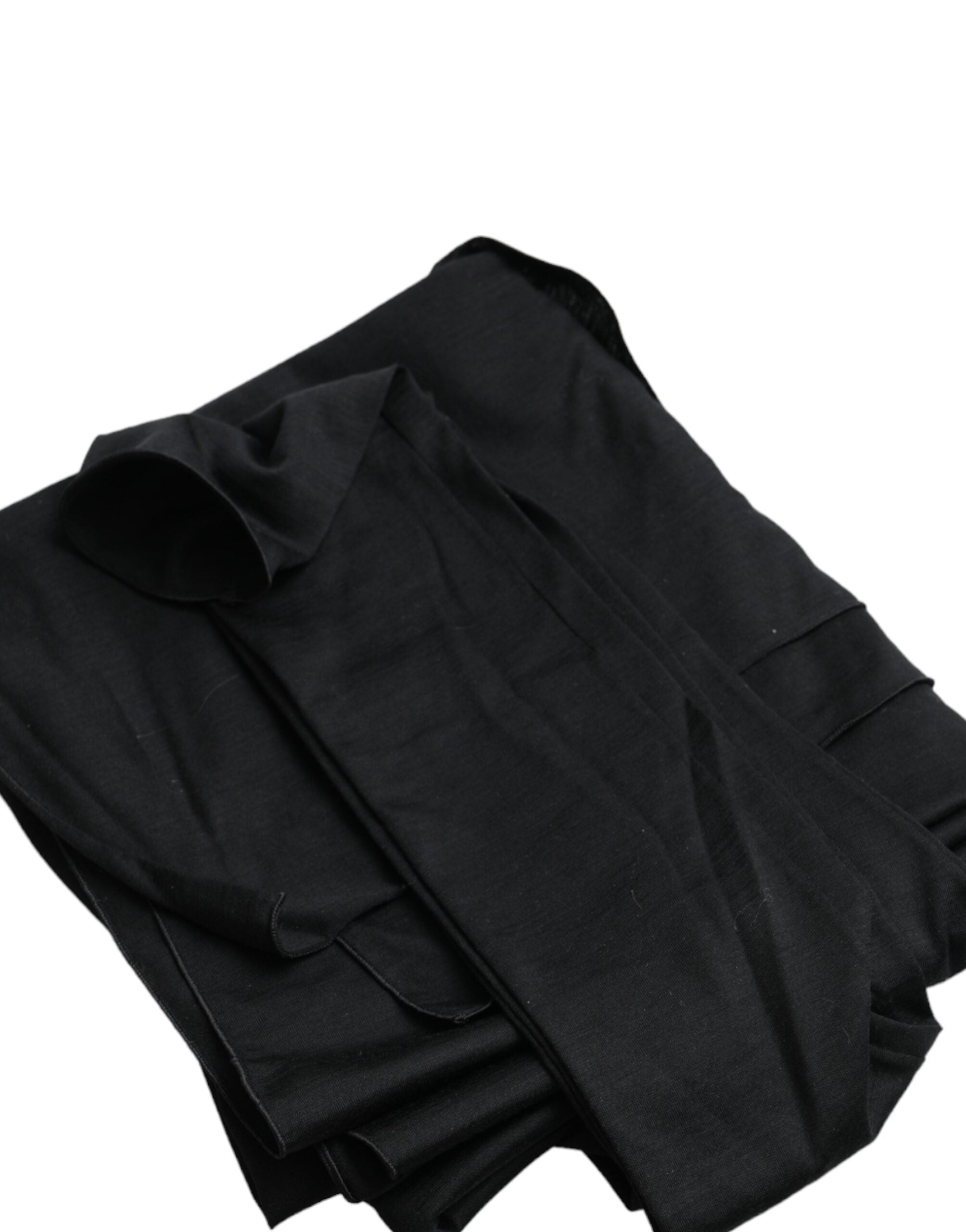 Dolce & Gabbana Black asymmetrical top with long sleeves and wool neckline-7