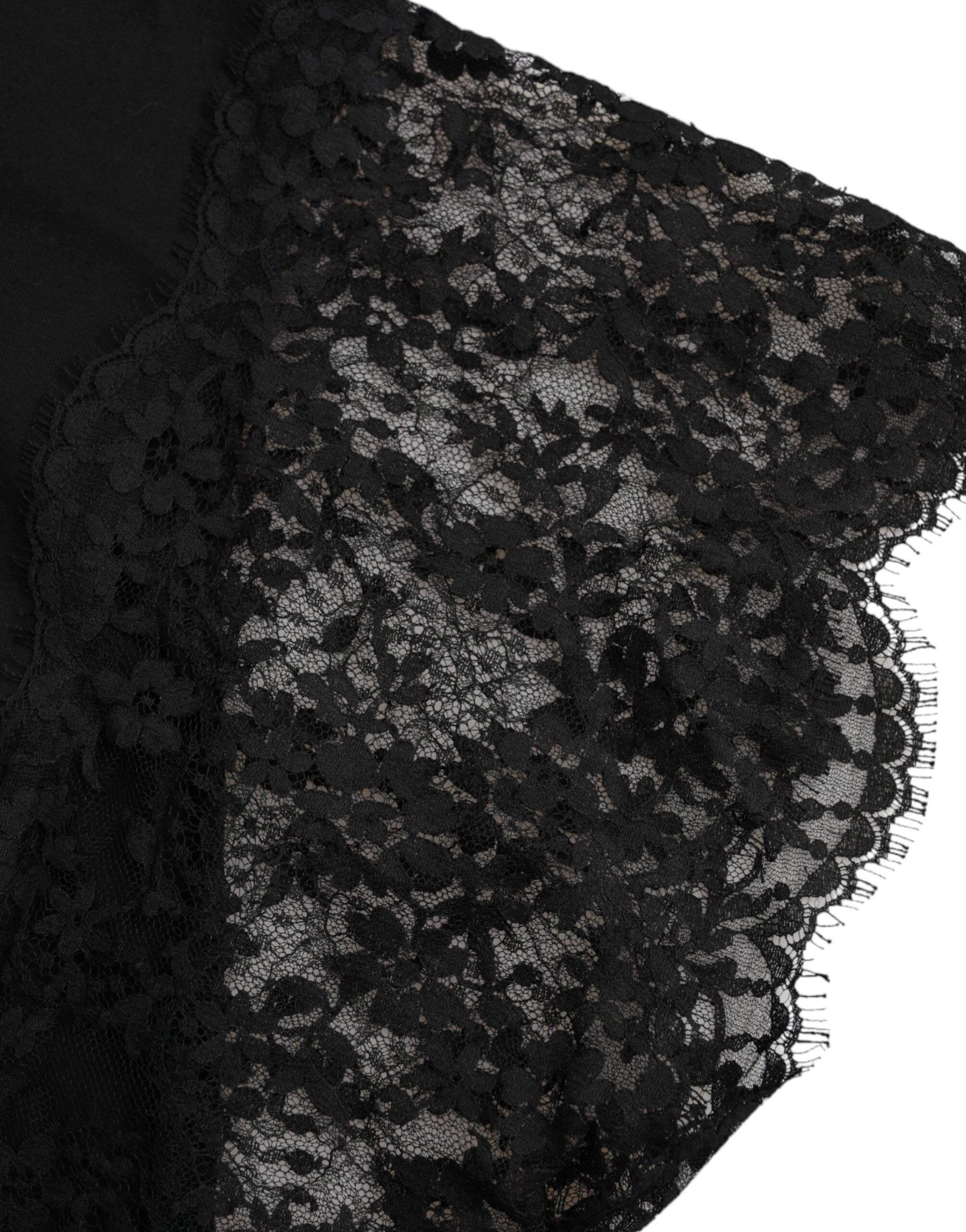 Dolce & Gabbana Black cotton lace T-shirt with Sacred Heart print-6