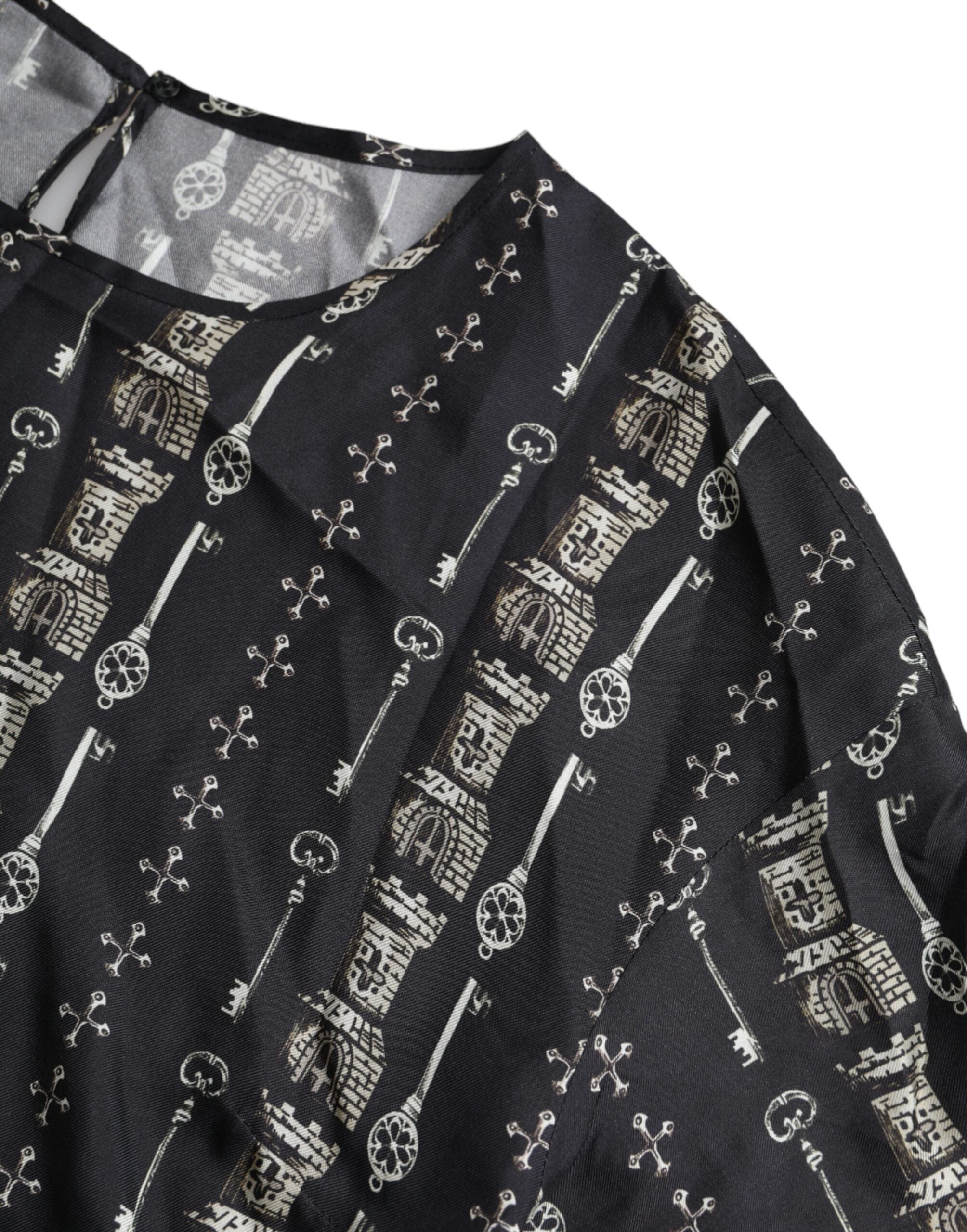 Blusa de seda negra con llavero de Dolce & Gabbana-7