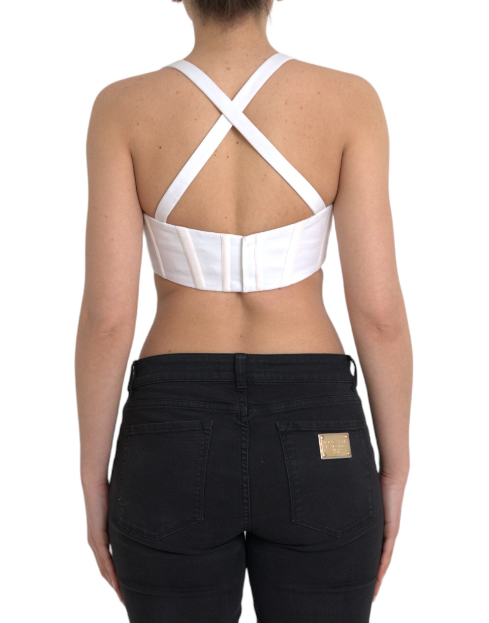 Versace White Viscose Bustier Sleeveless Cropped Top-3