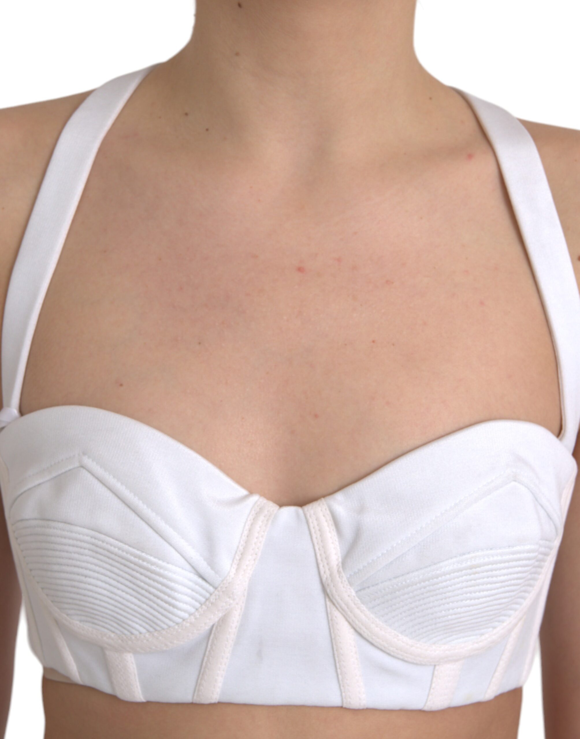 Versace White Viscose Bustier Sleeveless Cropped Top-4